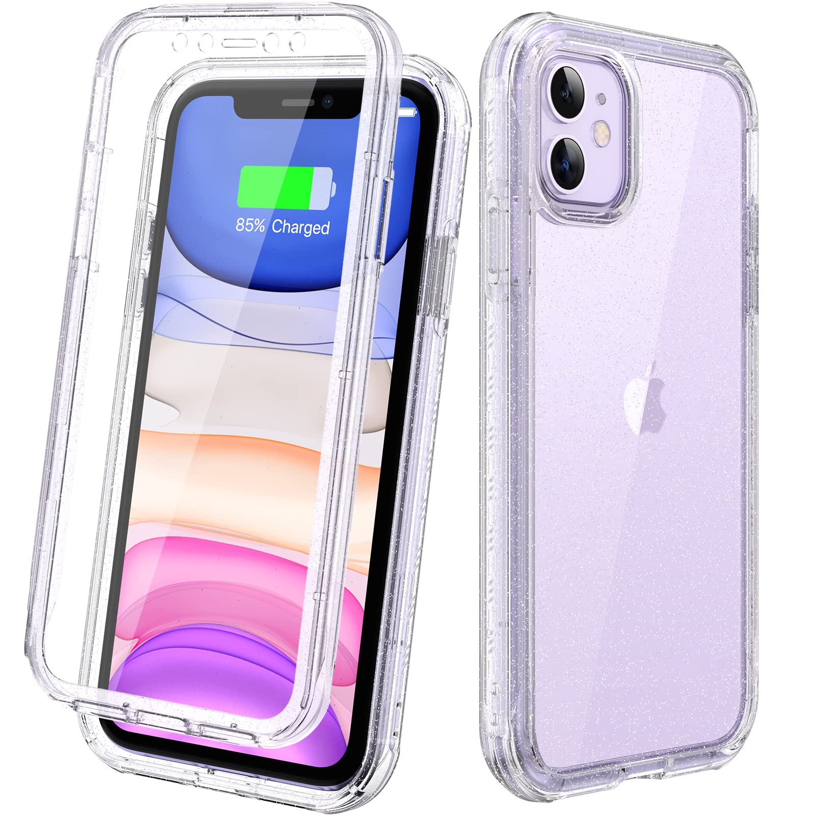 Diaclara Compatible with iPhone 11 Case, Full Body Rugged Case with Built-in Touch Sensitive Anti-Scratch Screen Protector, Soft