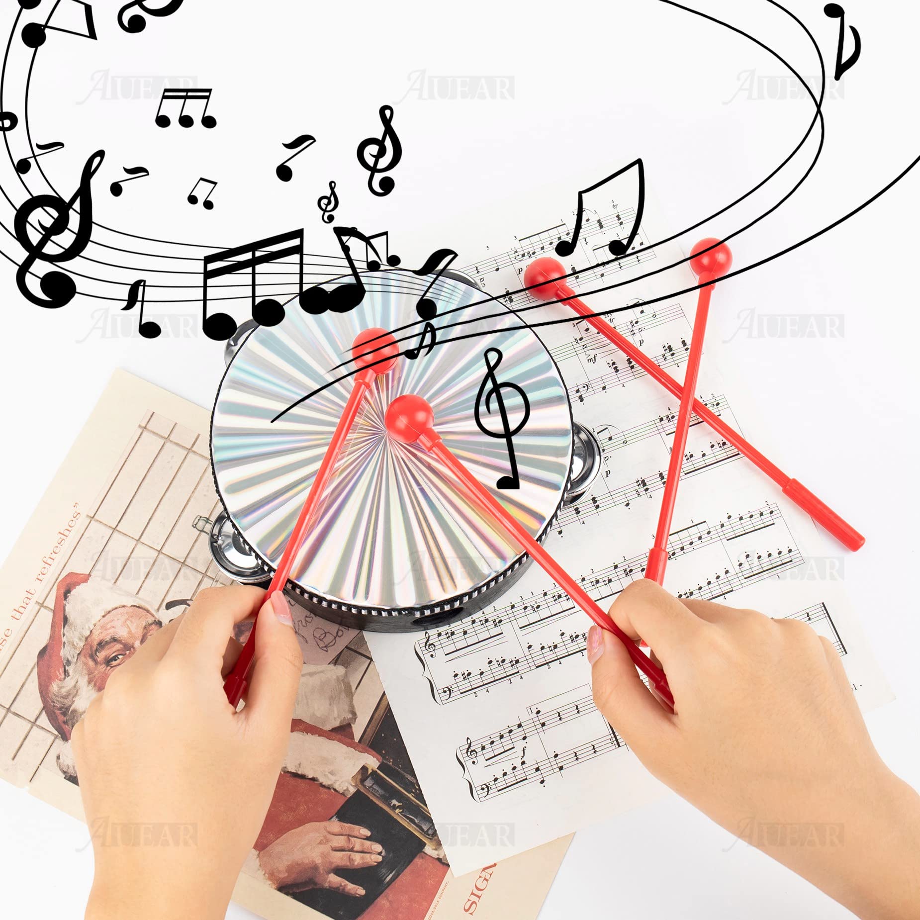 Auear, 10 Pack Plastic Bell Mallets Solid Drum Percussion Sticks Hammer Red