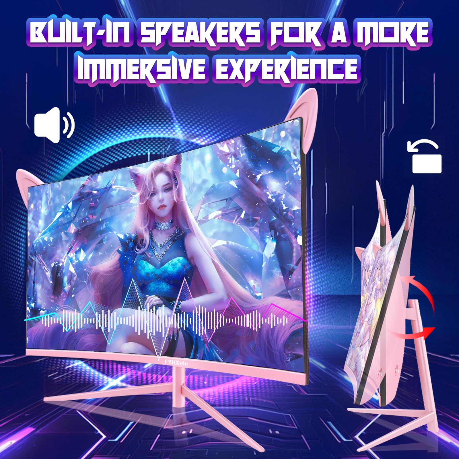 Fyhxele 27 Inch Gaming Monitor, 1800R Curved Gaming Monitor, Fhd 1920X1080P, 165Hz, 1Ms, Freesync/G Sync, Ultrawide Pc Monitor,