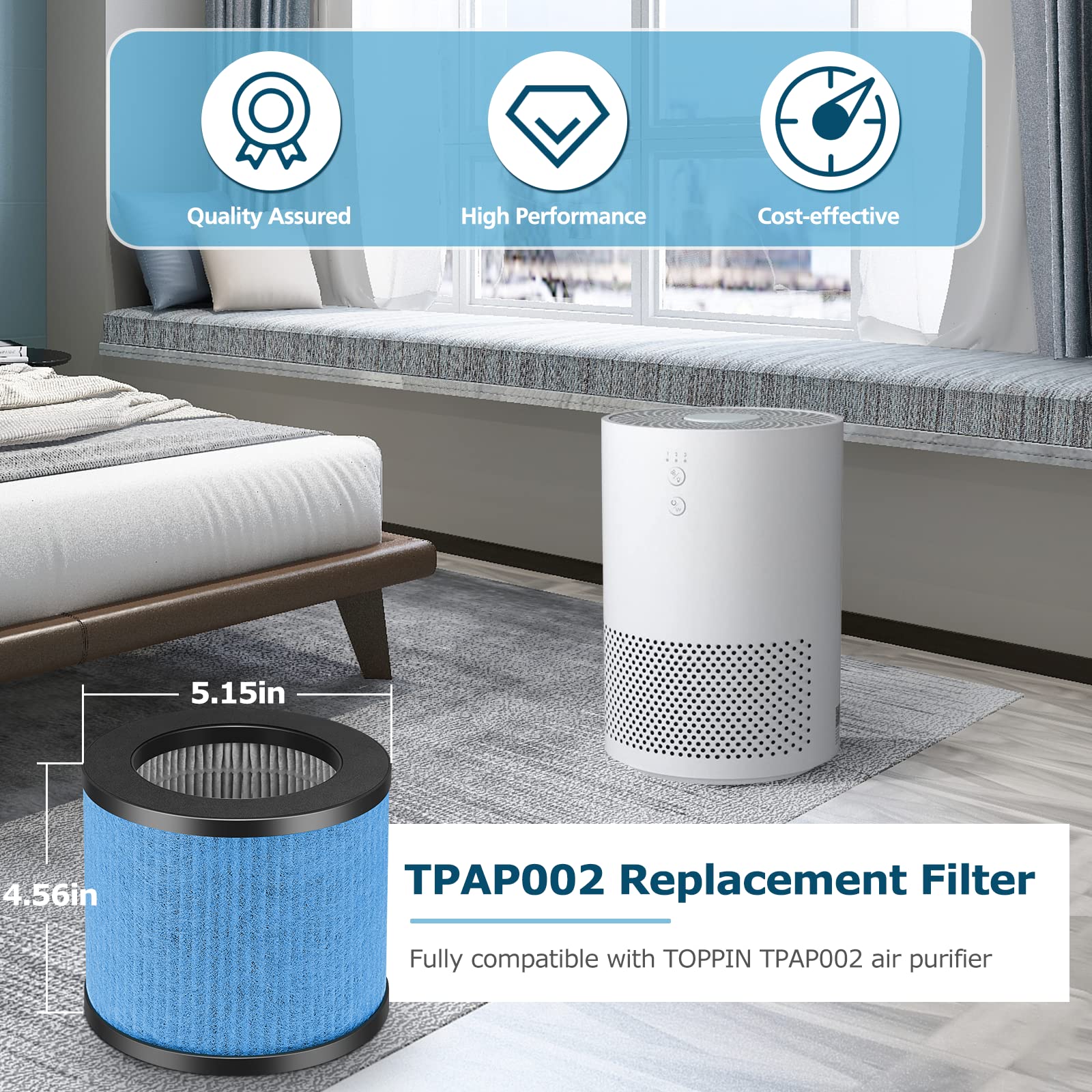 Tpap002 Hepa Filter Replacement For Toppin Tpap002 Air Puri Fier Comfy Air C1, 4 In 1 H13 True Hepa Air Puri Fier Filter For Top