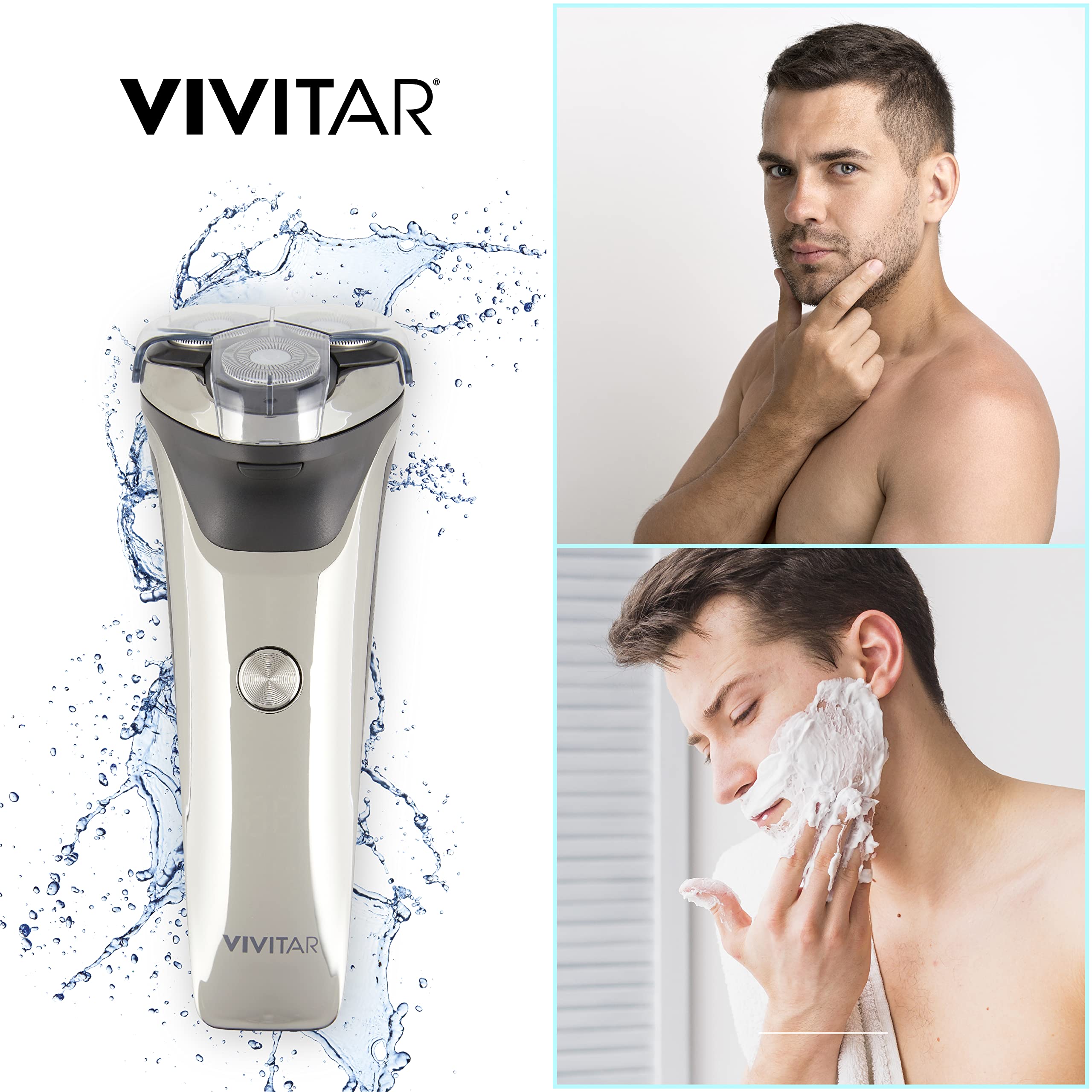 Vivitar Metallic Cordless 3 Head Rotary Shaver, Cordless Electric Rotary Shaver For Men With Three Independently Floating Heads,