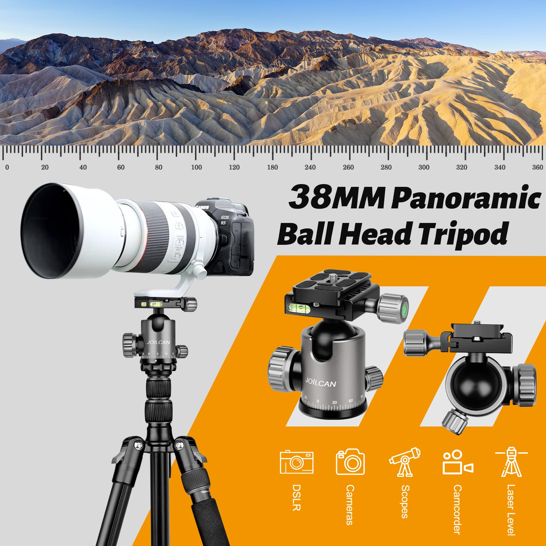 Joilcan Tripod For Camera, 81'' Camera Tripod Dslr Tripod, 83'' Aluminum Camera Tripods & Monopods, Heavy Duty Travel Tripod For