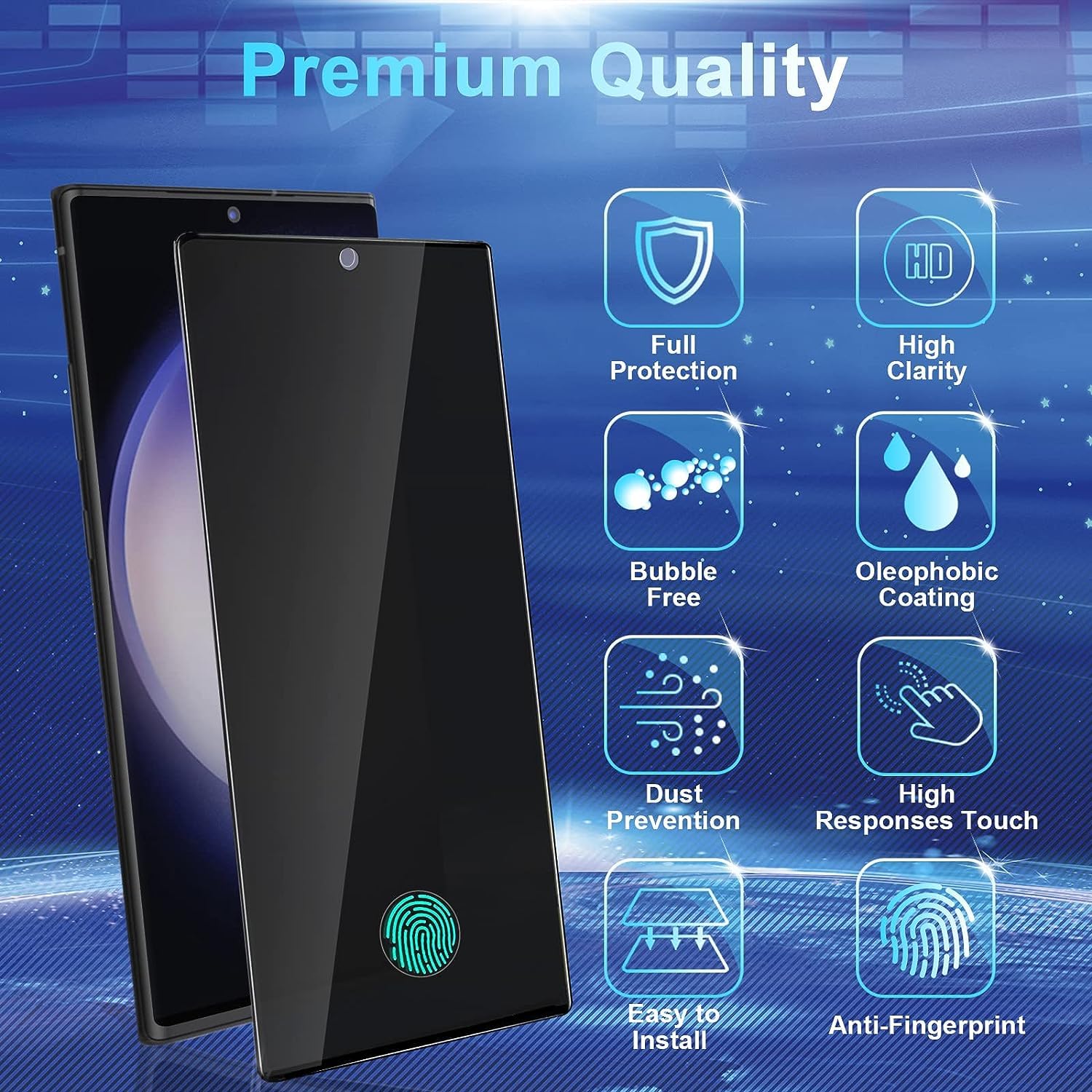 Cwqzguf 2+2 Pack Galaxy S23 Ultra Privacy Screen Protector   2 Pack Privacy Film + 2 Pack Camera Lens Tempered Glass, High Clari