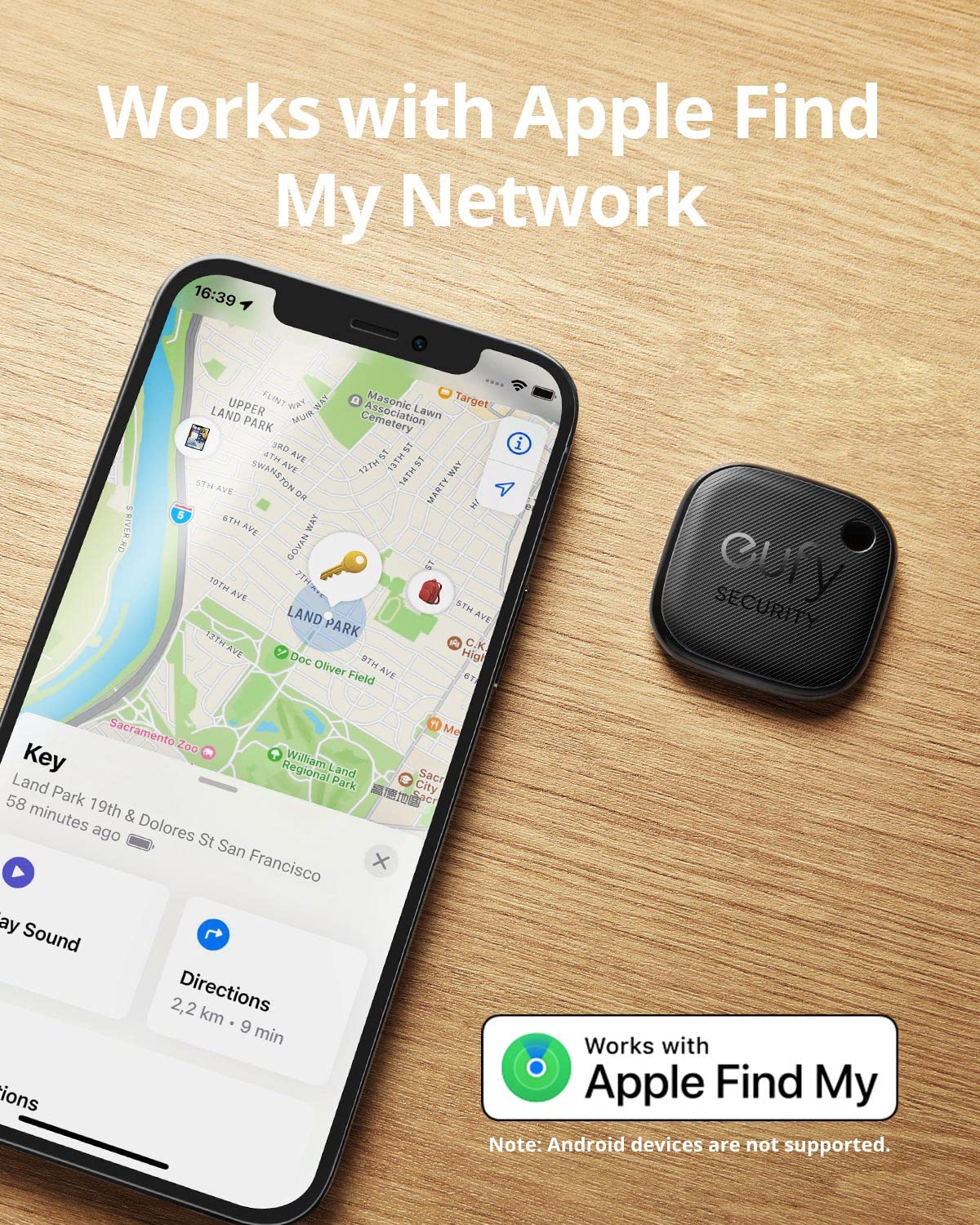 Eufy Security By Anker Smarttrack Link (Black, 1 Pack), Android Not Supported, Works With Apple Find My (Ios Only), Key Finder,
