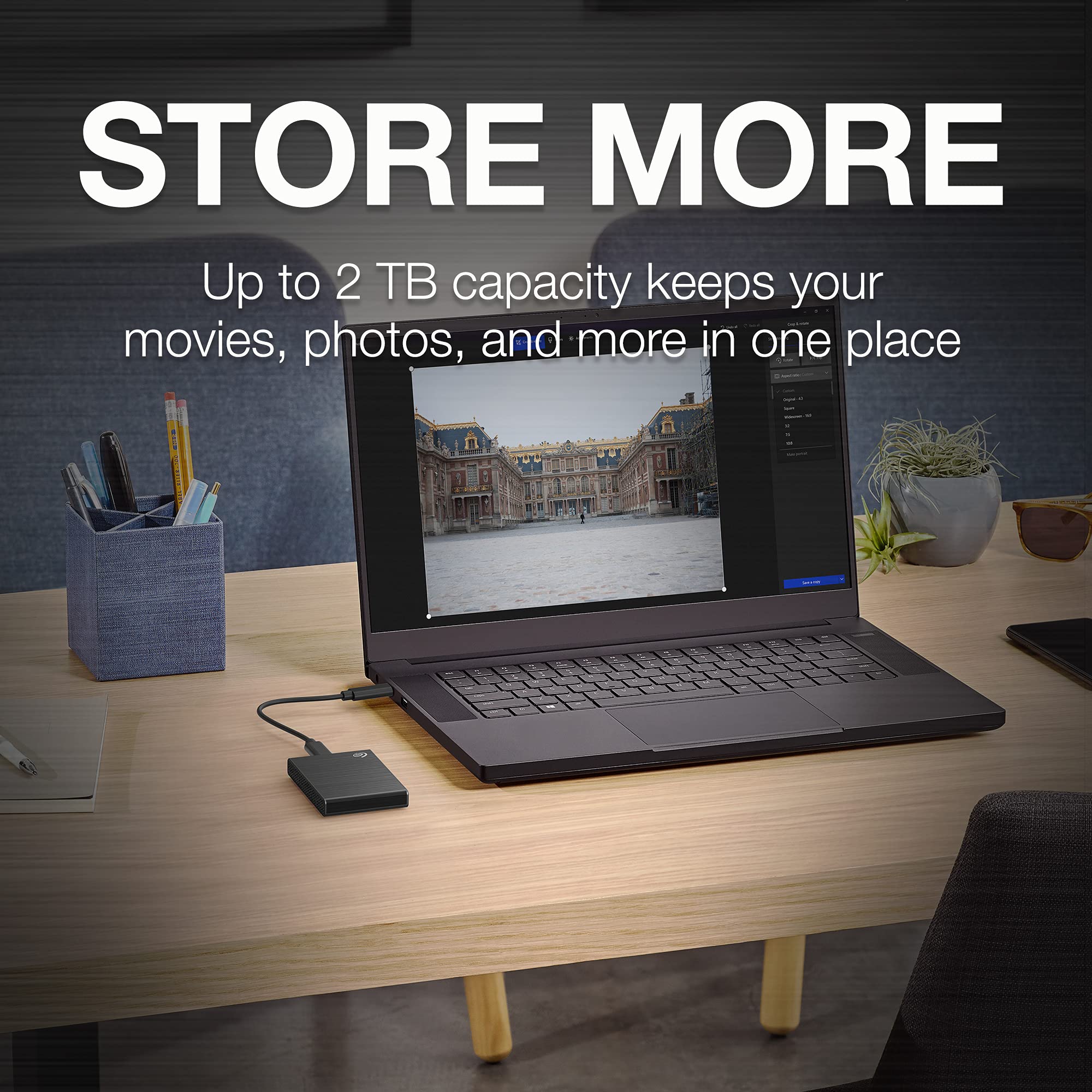 Seagate One Touch Ssd 2Tb External Ssd Portable - Black, Speeds Up To 1030Mb/S, 6Mo Mylio Photo+ Subscription, 6Mo Dropbox Backu