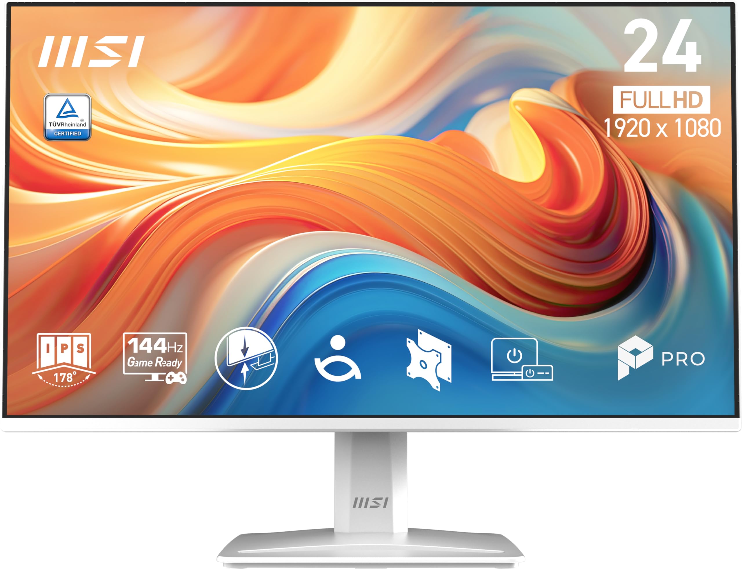 msi PRO MP243W E14 24-inch IPS 1920 x 1080 (FHD) Computer Monitor, 144Hz, Adaptive-Sync, HDR Ready, HDMI, Display Port, VESA Mou