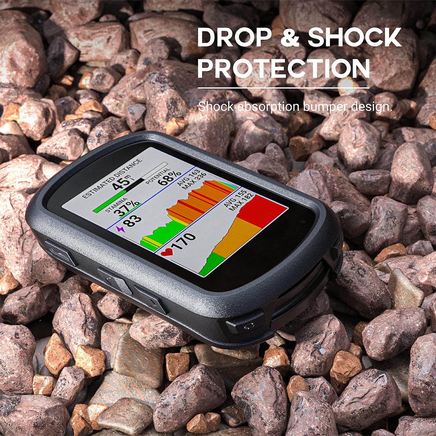 Tusita Silicone Case Compatible With Garmin Edge 540 | 540 Solar | 840 | 840 Solar   Black