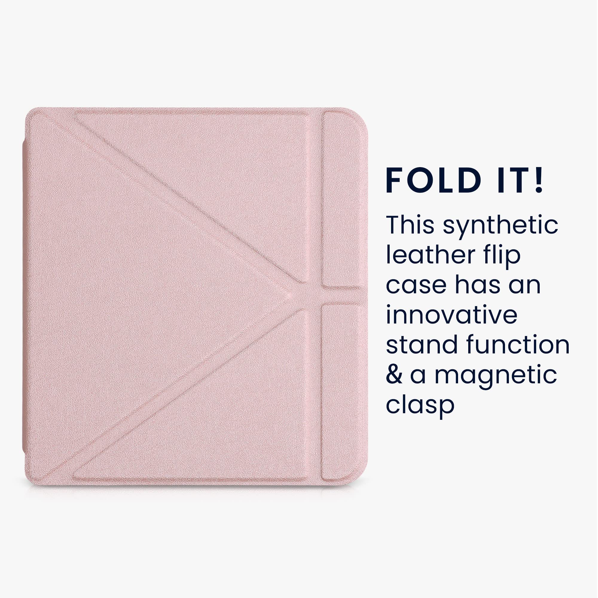 Kwmobile Origami Case Compatible With Kobo Libra 2 Case   Slim Pu Leather Cover With Stand   Rose Gold