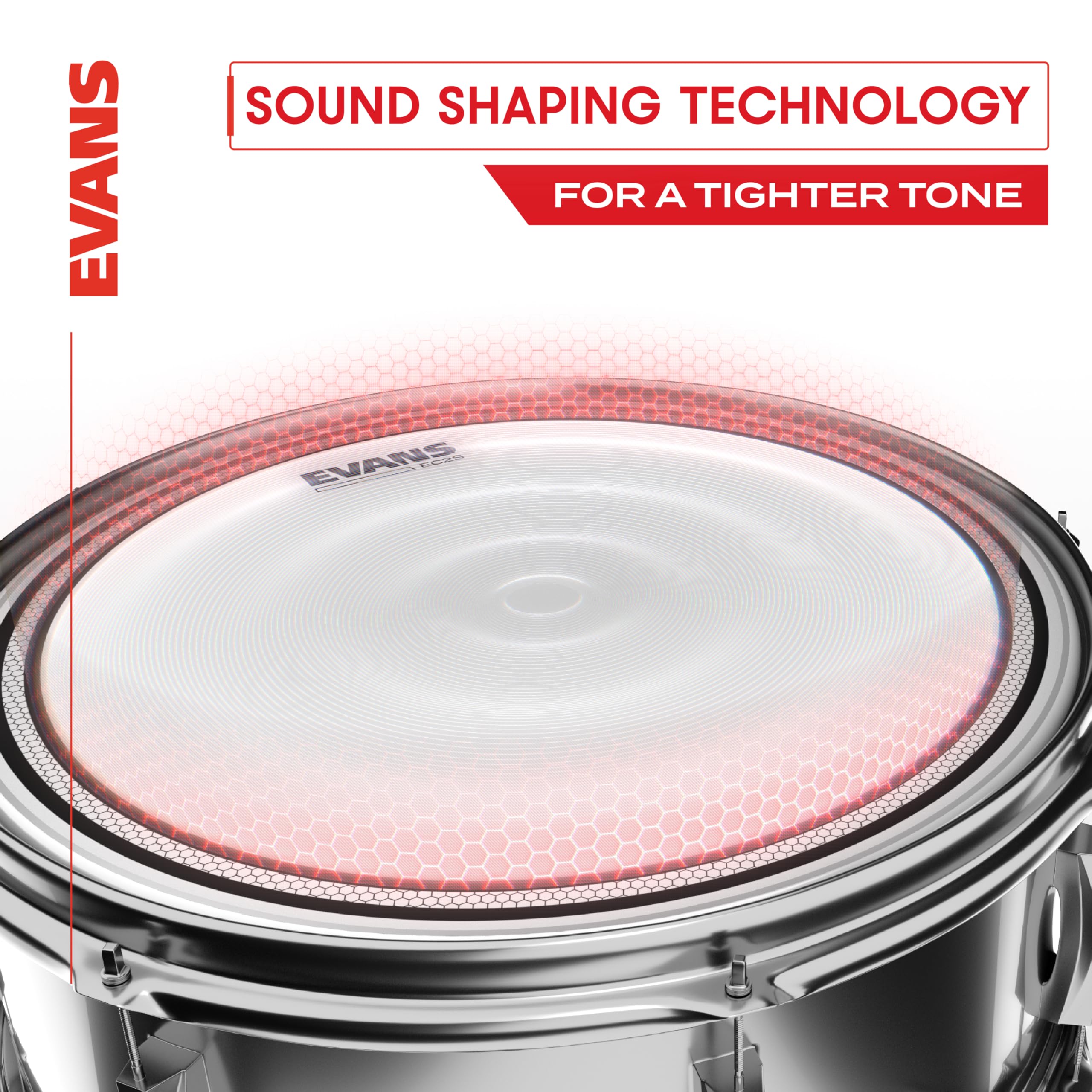 Evans Drum Heads   Ec2S Clear Rock Pack (10'', 12'', 16'') With 14'' Hd Dry Snare Batter