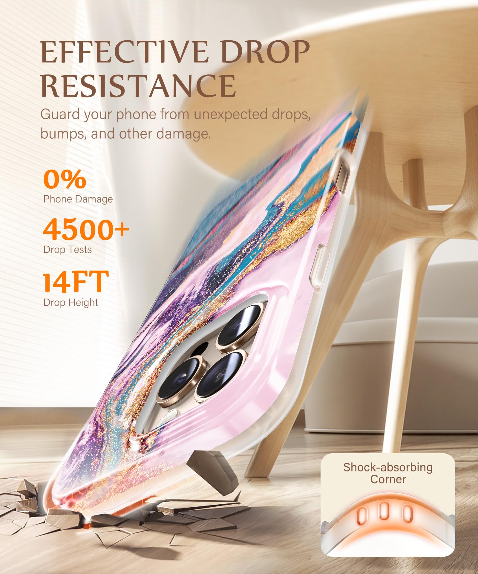 Gviewin For Iphone 16 Pro Max Case Compatible With Magsafe, With Screen & Lens Protectors, Military Grade Protection Slim Marble