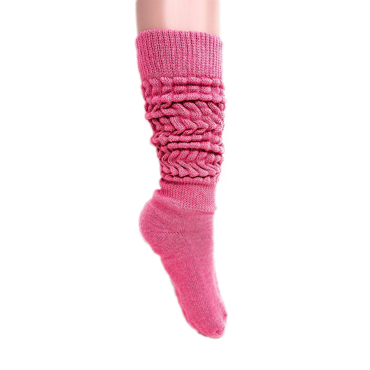 Awsamerican Made Slouch Socks Cotton Scrunch Knee High Extra Long And Heavy Socks (Hot Pink, 1)