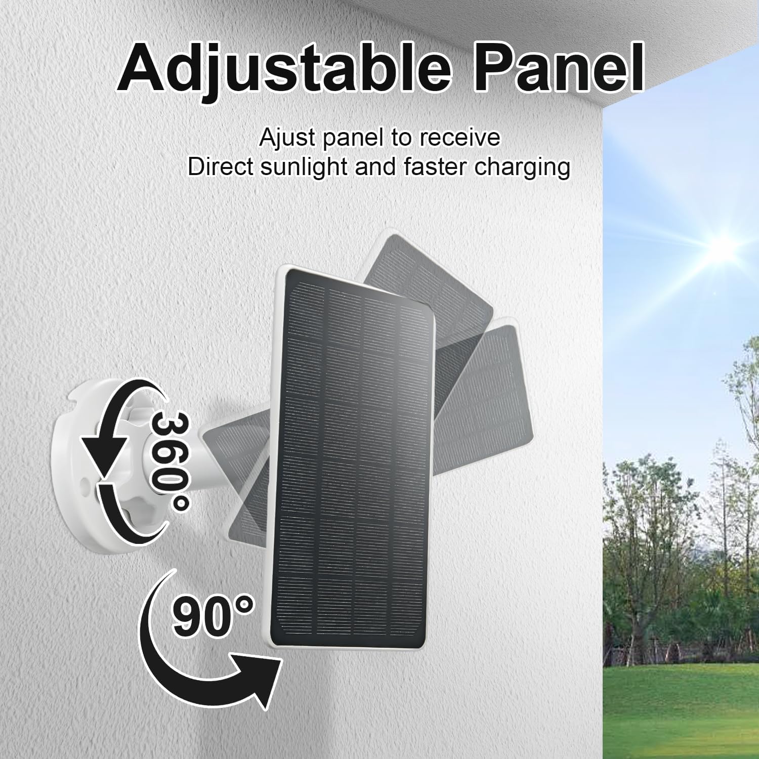 2Pc Solar Panel Charger Compatible With Arlo Essential Spotlight/Xl Spotlight Camera, 9.4Ft Waterproof Charging Cable, 360Adjust