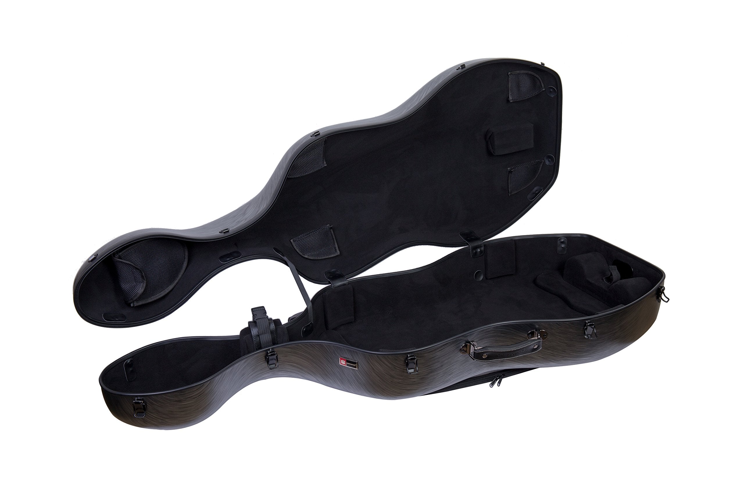Crossrock Poly Carbon Cello Case For 4/4 Full-Size | Matte Black Finish, Wheels, Lightweight & Durable - Best For School Orchest