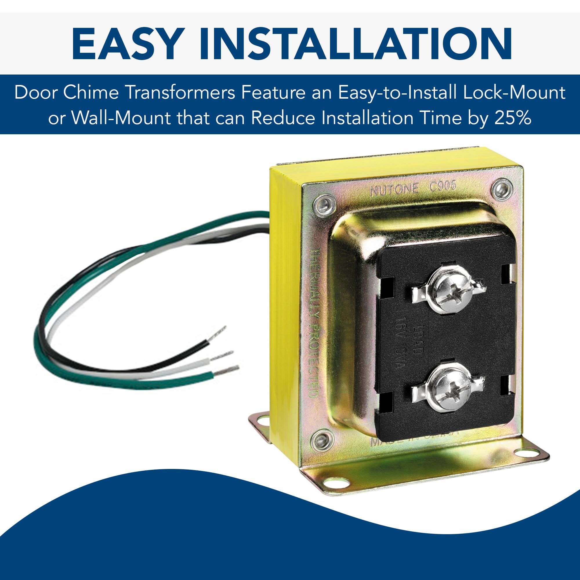 Broan Nutone Door Chime Transformer, 16 Volt 10Va, Golden