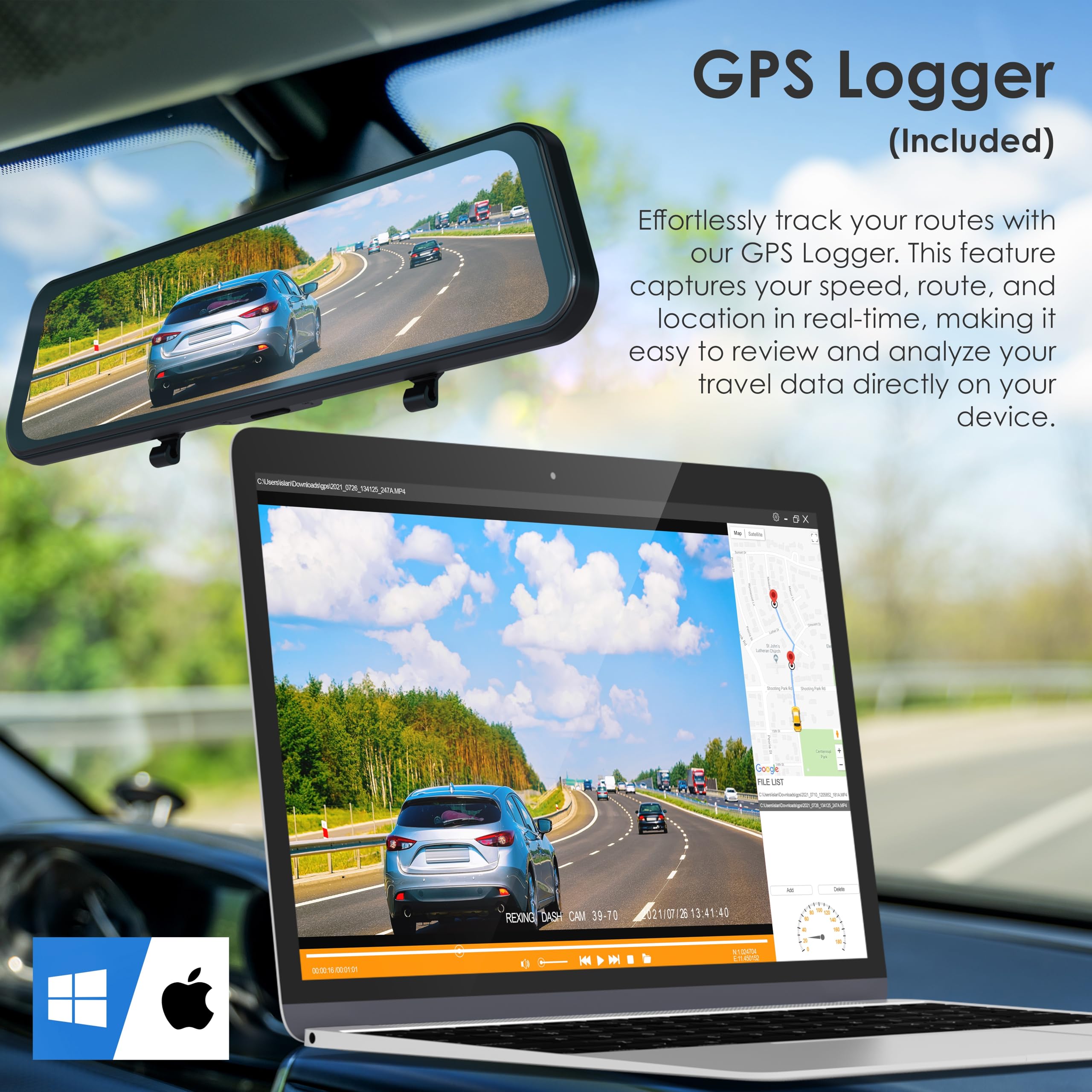 Uzivo U24 Mirror Dash Cam, 4 Channel, 12    Touchscreen, 1080P, 170 Wide Angle, Stream Media, Auto Backup Camera For Car, Truck,