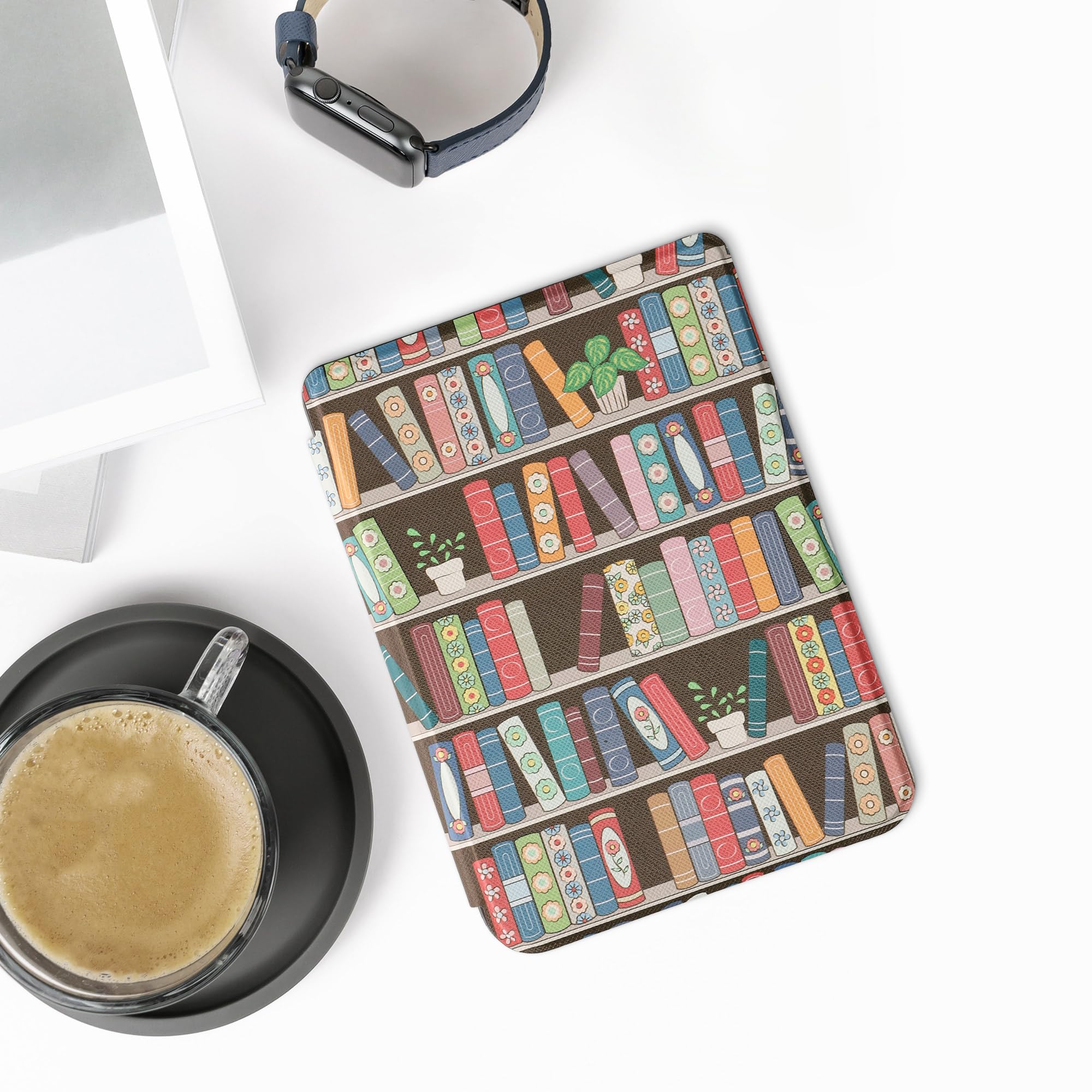 Kwmobile Case Compatible With Kobo Clara 2E / Tolino Shine 4 Case   Ereader Cover   Summer Library Blue/Green/Dark Pink