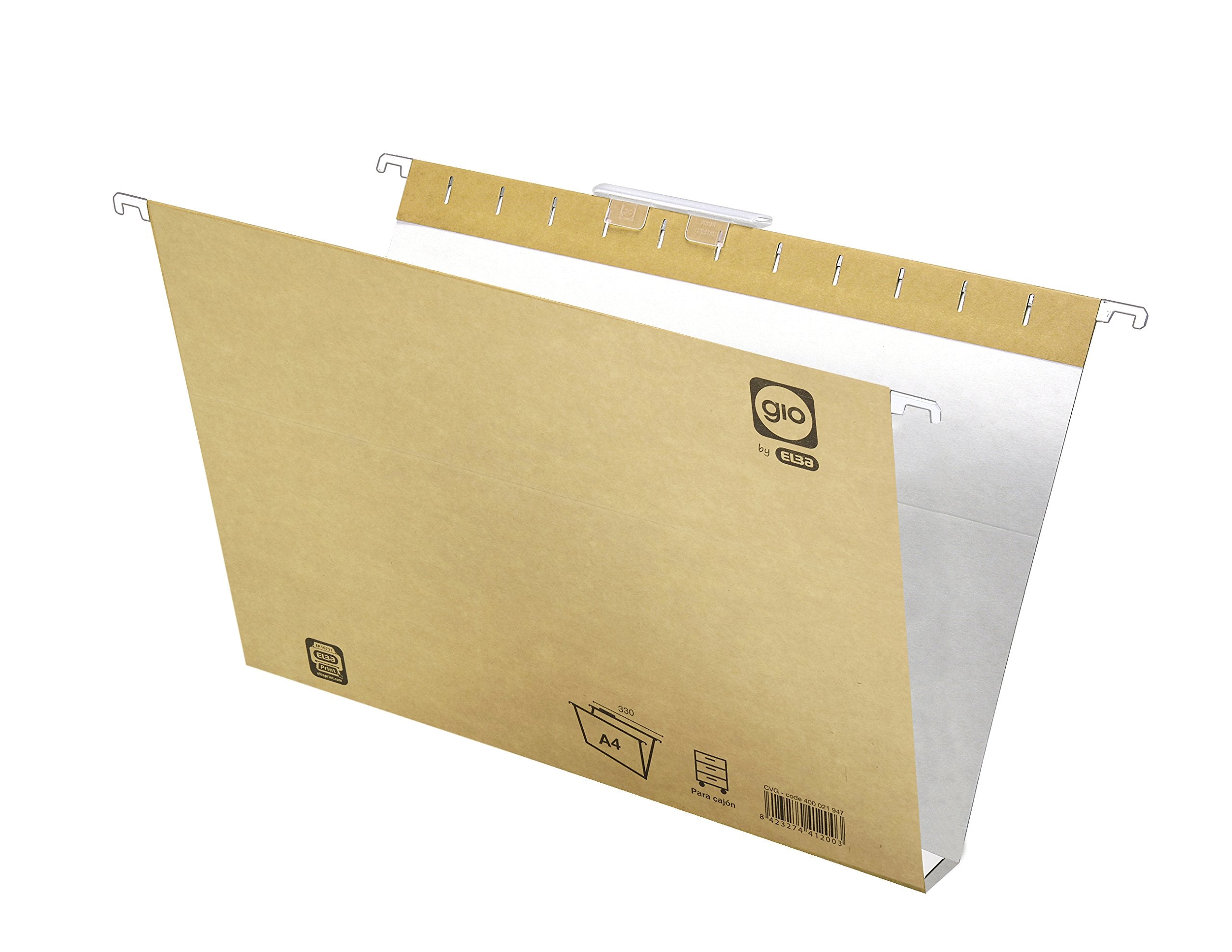 Ybarra 400021943 - Box of 25 Hanging Folders, Kraft, Viewfinder Top, A4, Bicolor, Units Contained: 1