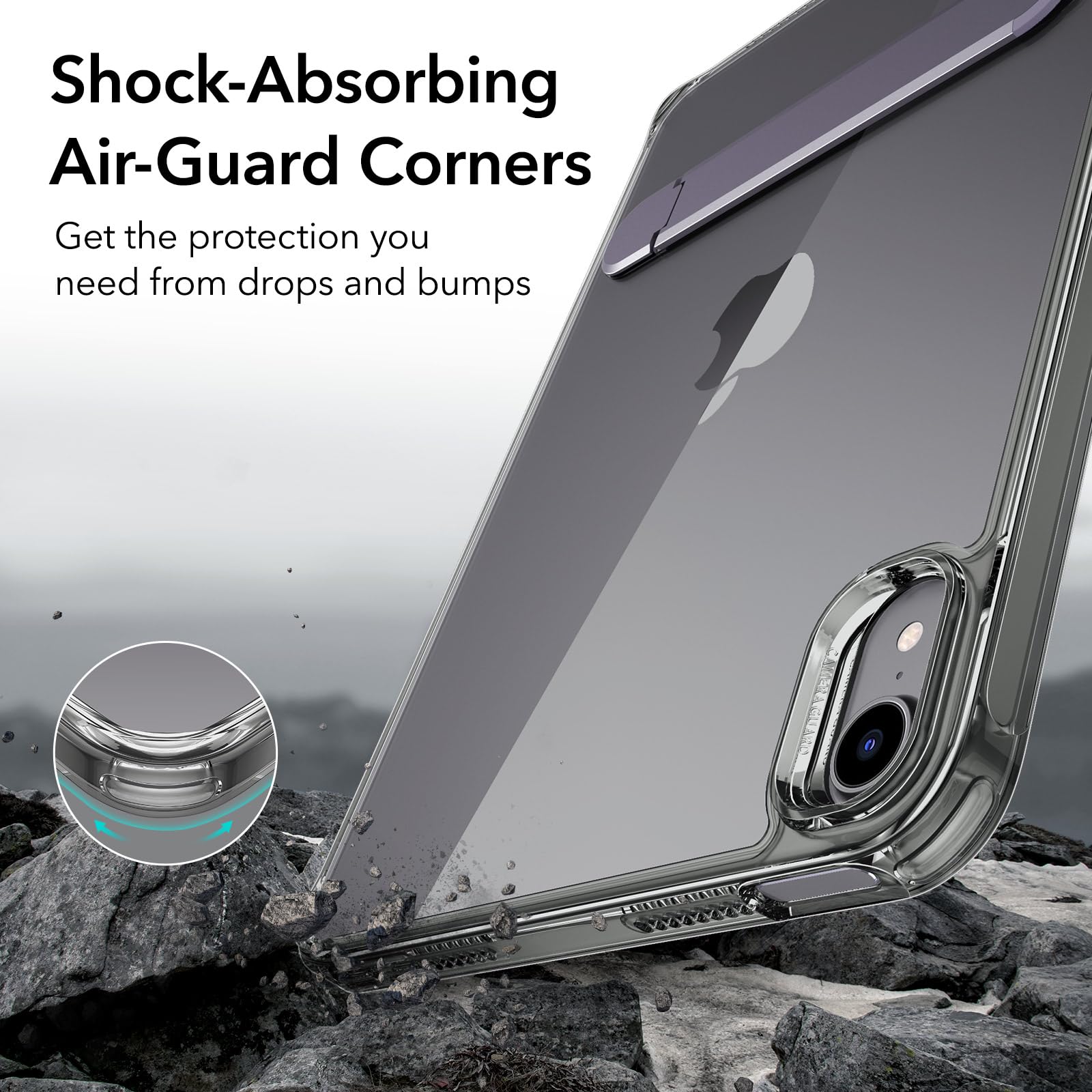 Esr For Ipad Mini 7 A17 Pro Case, Ipad Mini 7Th/6Th Generation Case With Stand(2024/2021), 3 Stand Modes, Slim And Light, Drop Safe, Supports Pencil Pro & Pencil (Usb C), Black Clear