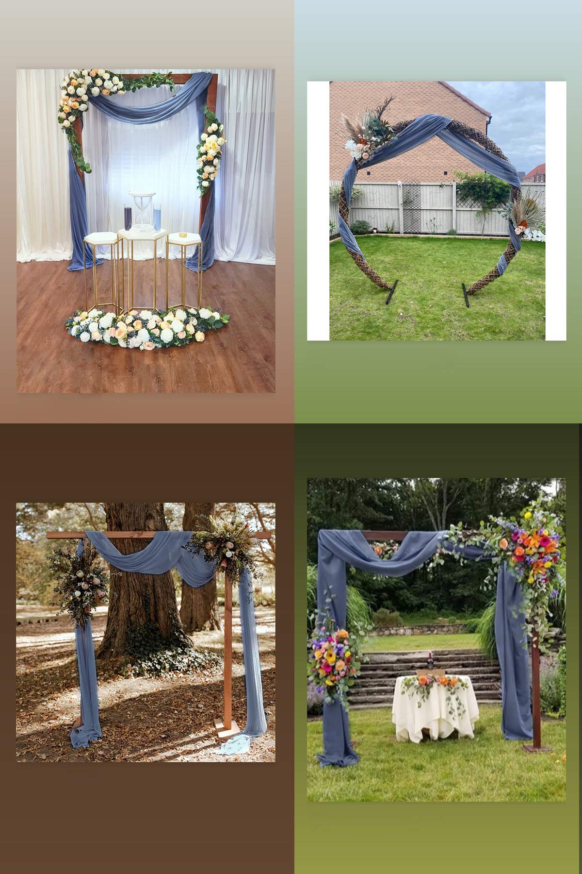 Socomi Wedding Arch Draping Fabric 1 Panel 29'' X 19Ft Dusty Blue Sheer Chiffon Curtain Drapes 6 Yards For Wedding Ceremony Birt