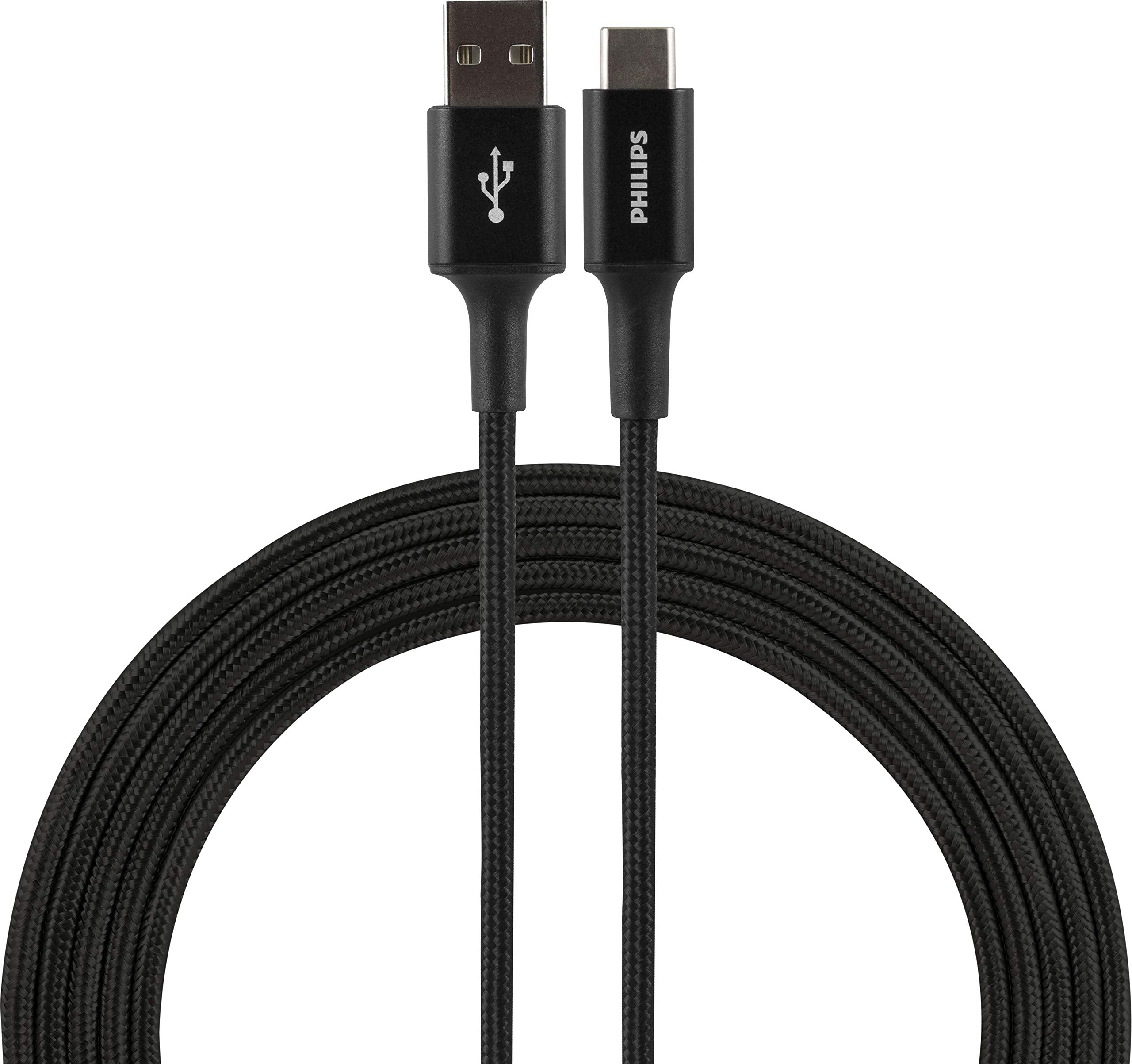 Philips Wall Charger Charging Kit, 2 Port, 12W, Usb A To Usb C, 6Ft Braided, For Iphone 12/11/Pro/Max/Xs/Xr/X/8, Ipad Pro, Samsu