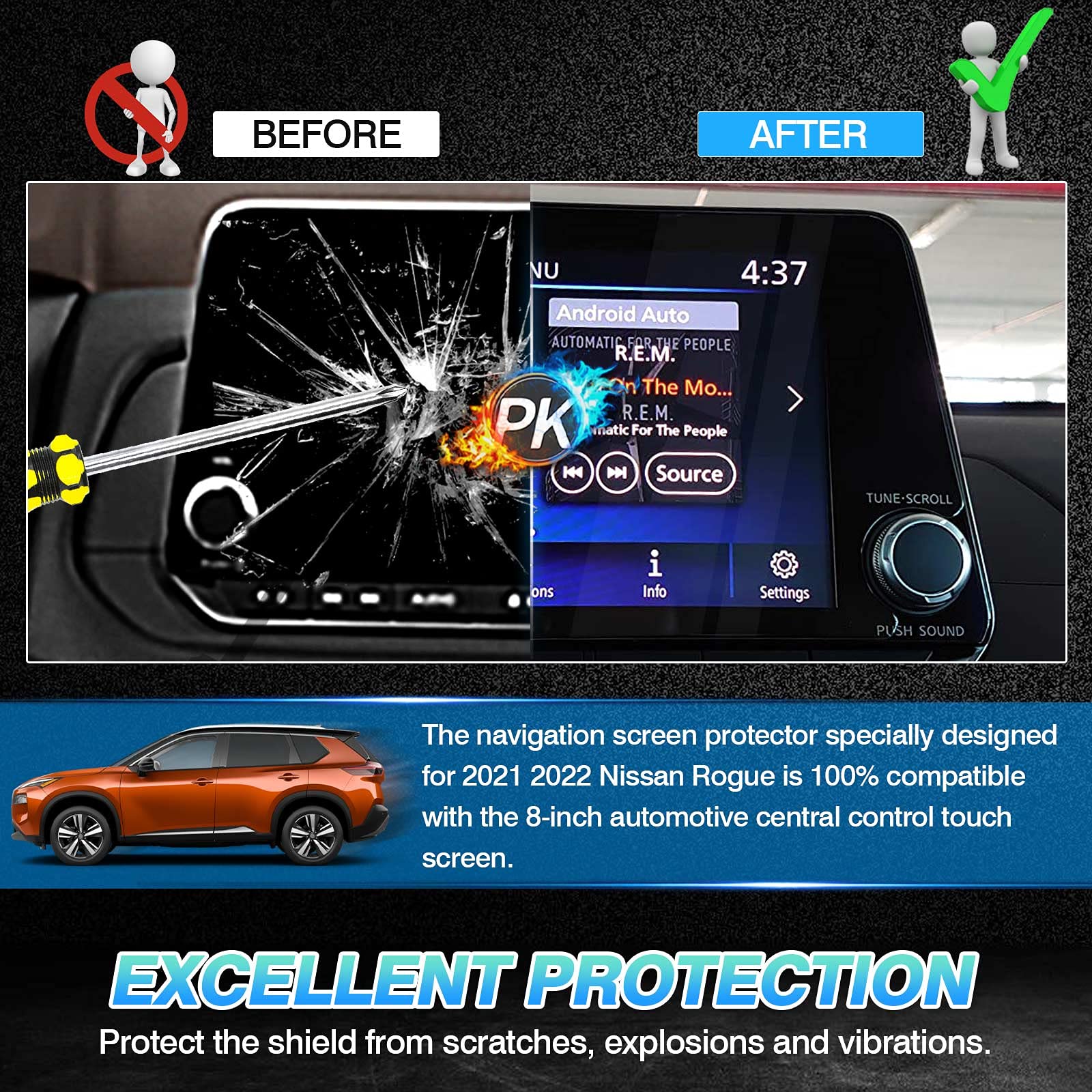 Autorder Screen Protector For 2021 2022 2023 2024 Nissan Rogue S Sv Accessories 8 Inch Tempered Glass Film Touchscreen Protector