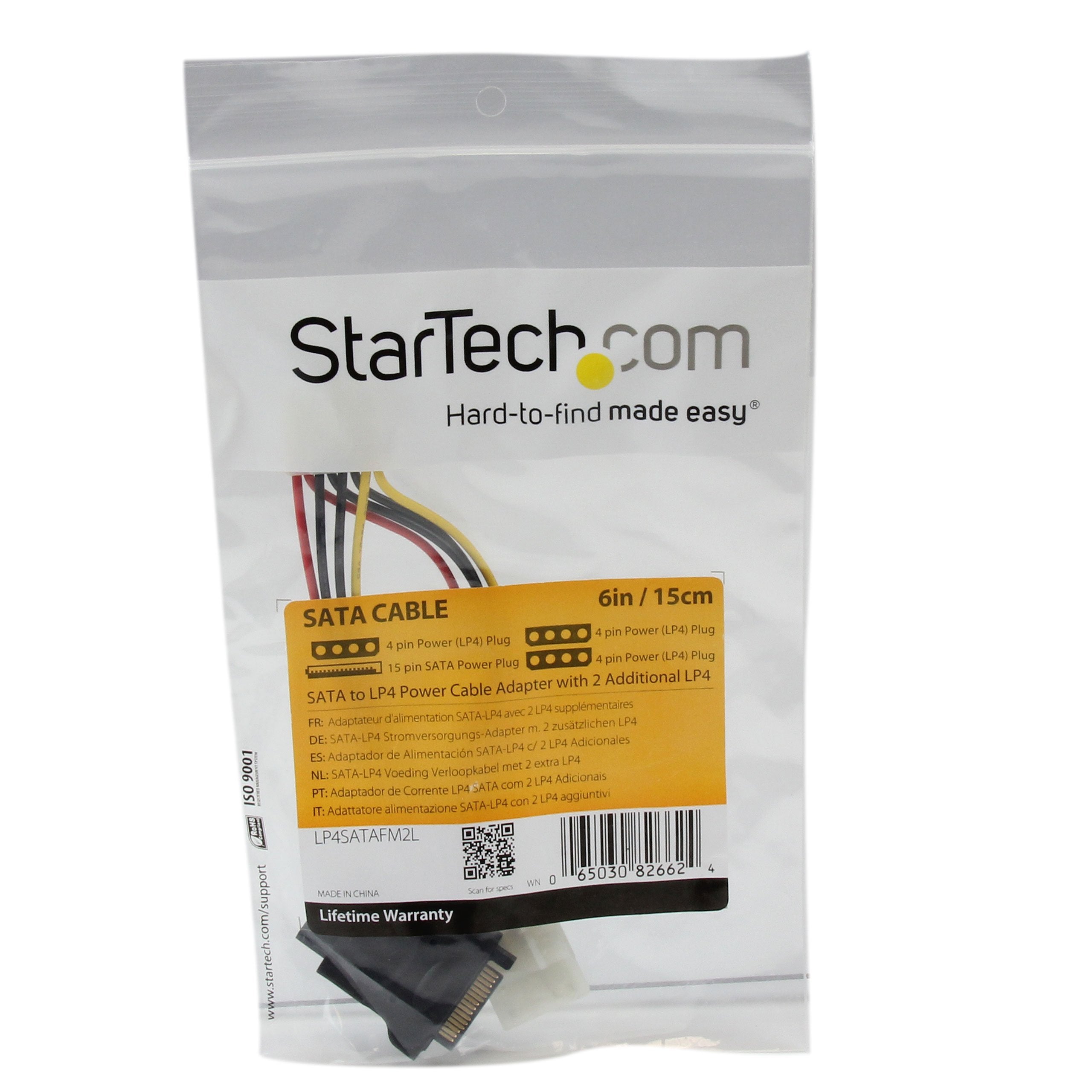 Startech Lp4 To Sata 15Pin Pwr Adptr F/M W2Addlp4
