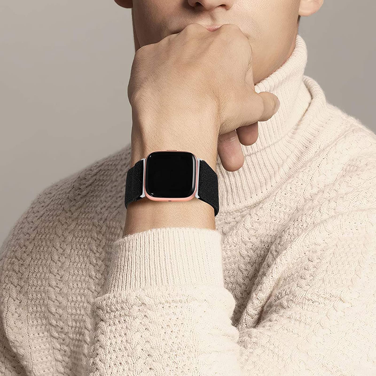 Compatible For Qonbink Smart Watch Bands, 22Mm Stretch Elastics Nylon Adjustable Replacement Strap Accessories For Men & Women C