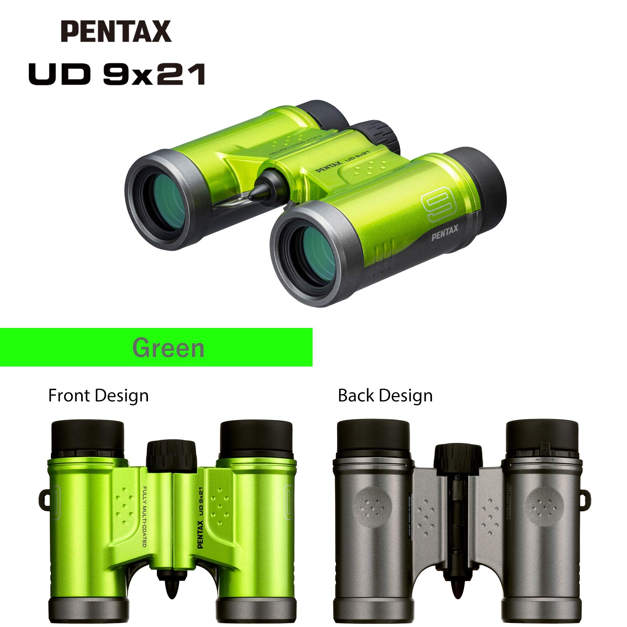 Pentax Binoculars Ud 9X21 Green. A Bright, Clear Field Of View, A Compact, Lightweight Body With Roof Prism, Fully Multi Coated