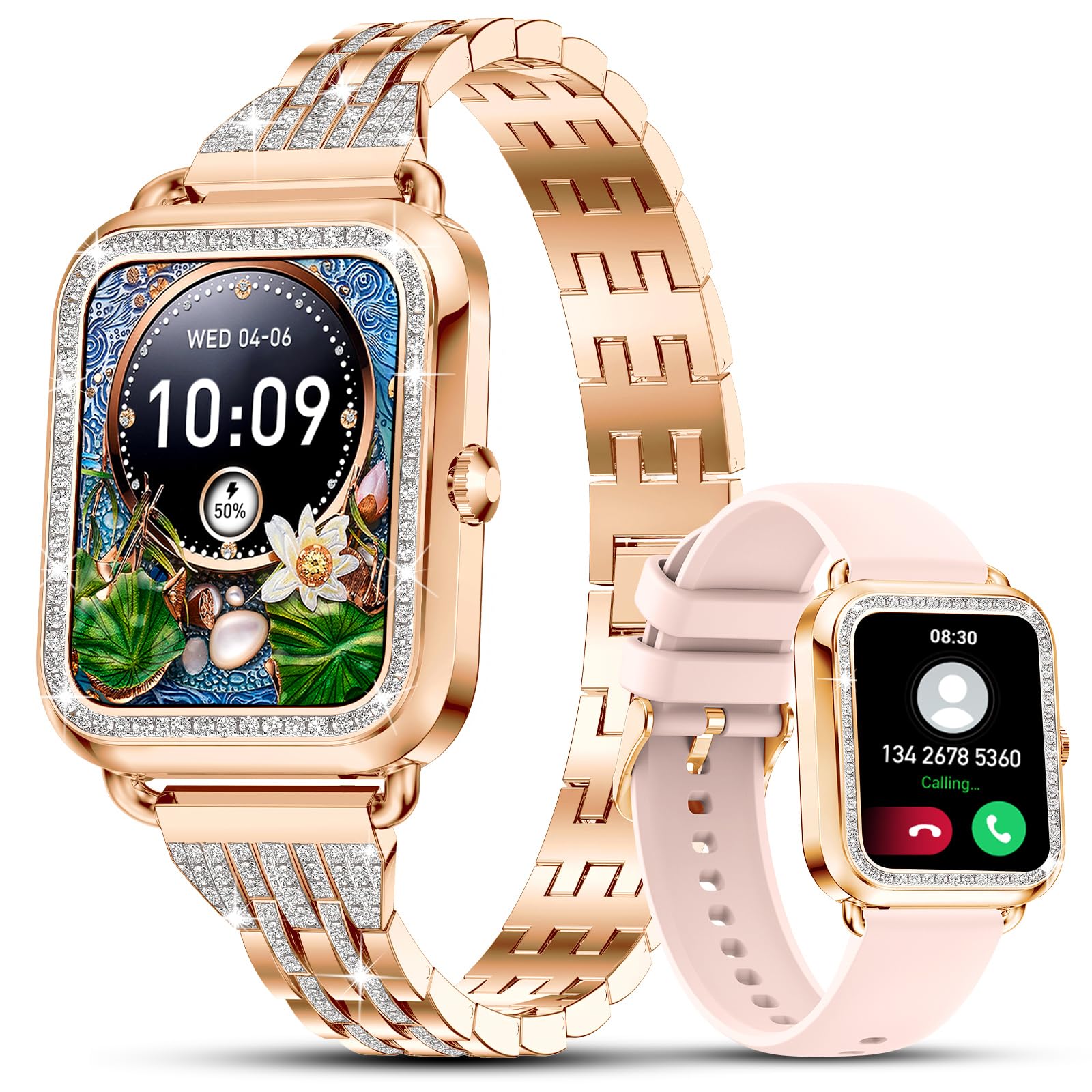 Efolen Smart Watches For Women With Diamonds (Answer/Make Call), 1.57 ' ' Bluetooth Smartwatch For Android Ios Phones, Waterproo