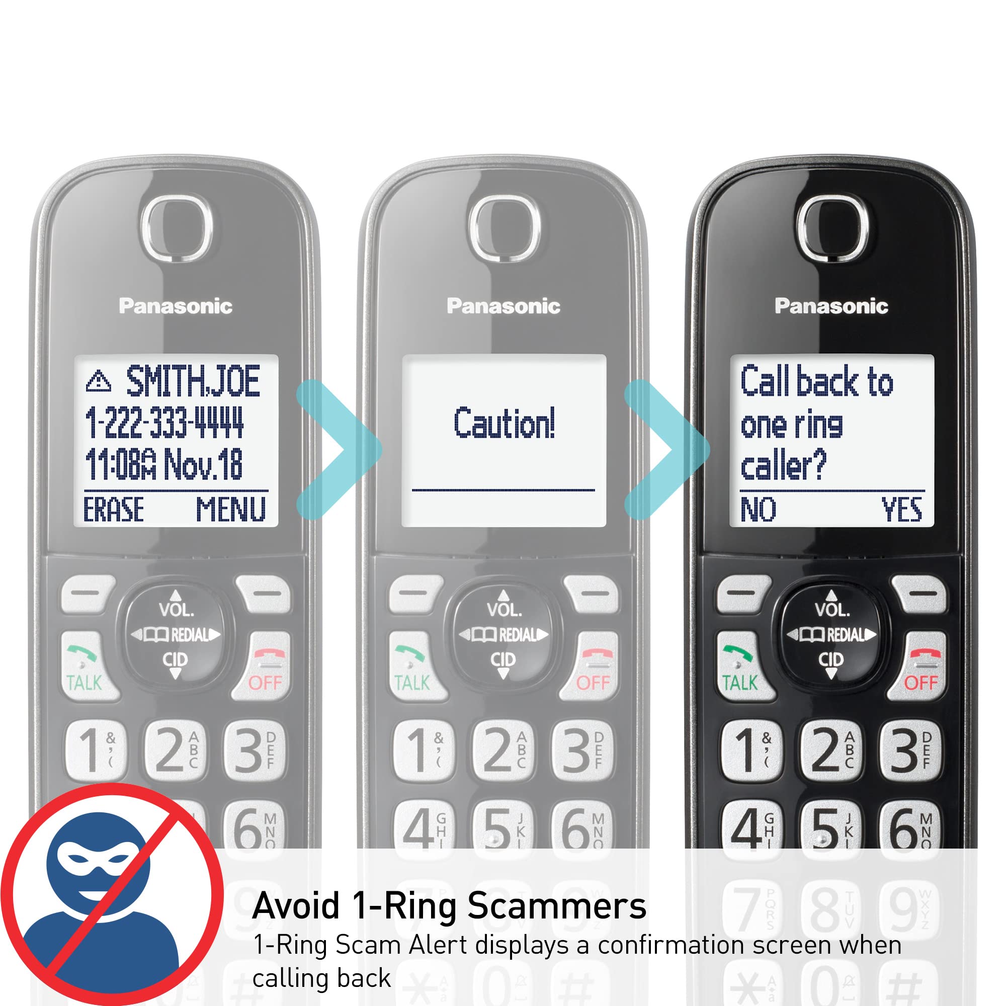 Panasonic Cordless Phone With Call Block And Answering Machine, Expandable System With 1 Handset - Kx-Tgd830M (Metallic Black)