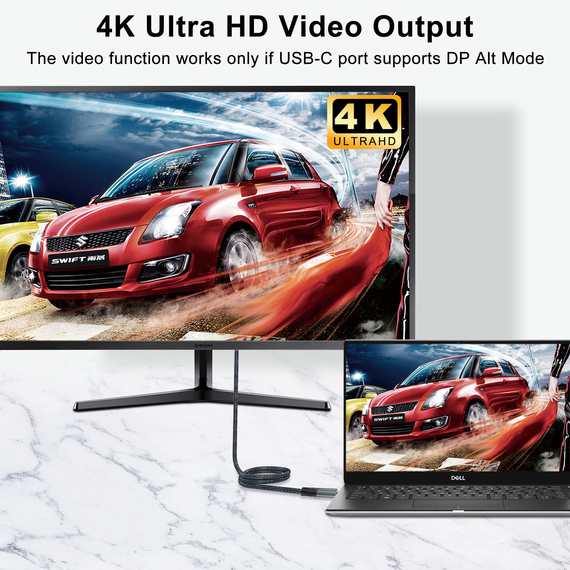 Twozoh Usb C To Usb C 3.2 Gen 2 Cable 20Gbps Data Transfer 100W Pd Fast Charging 4K Video Output Monitor Cord (1.6Ft, Grey)