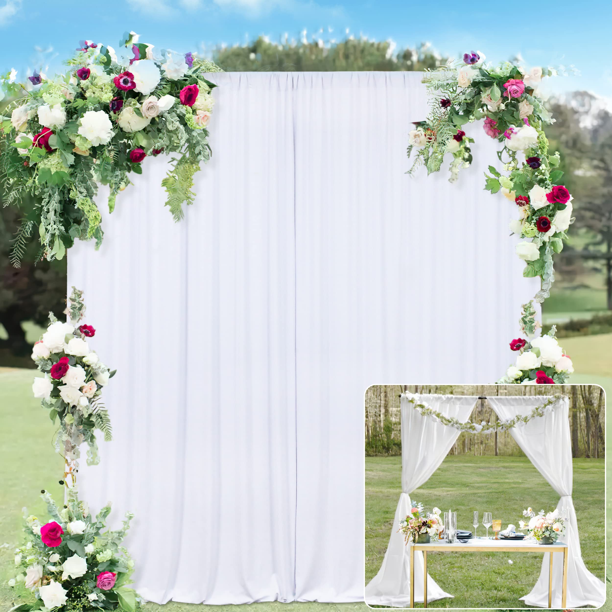 10X10Ft White Backdrop Curtains For Parties   White Wedding Backdrop For Baby Shower Birthday Photo Home Party Curtains Backdrop