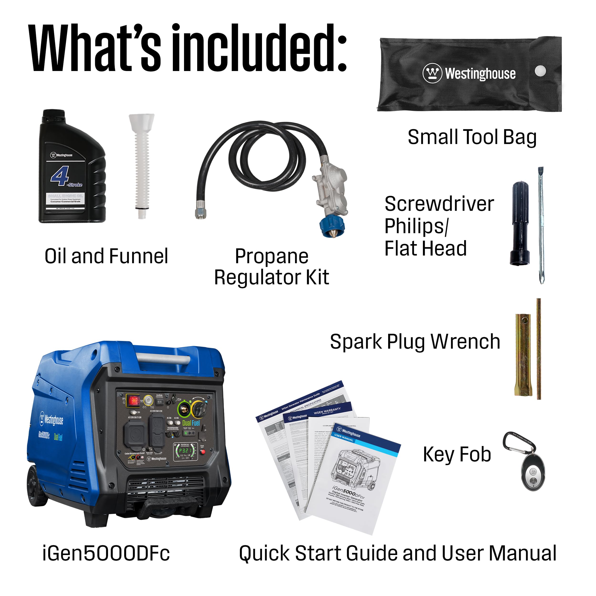 Westinghouse Outdoor Power Equipment 4500 Peak Watt Super Quiet Dual Fuel Portable Inverter Generator, Remote Electric Start, Ga