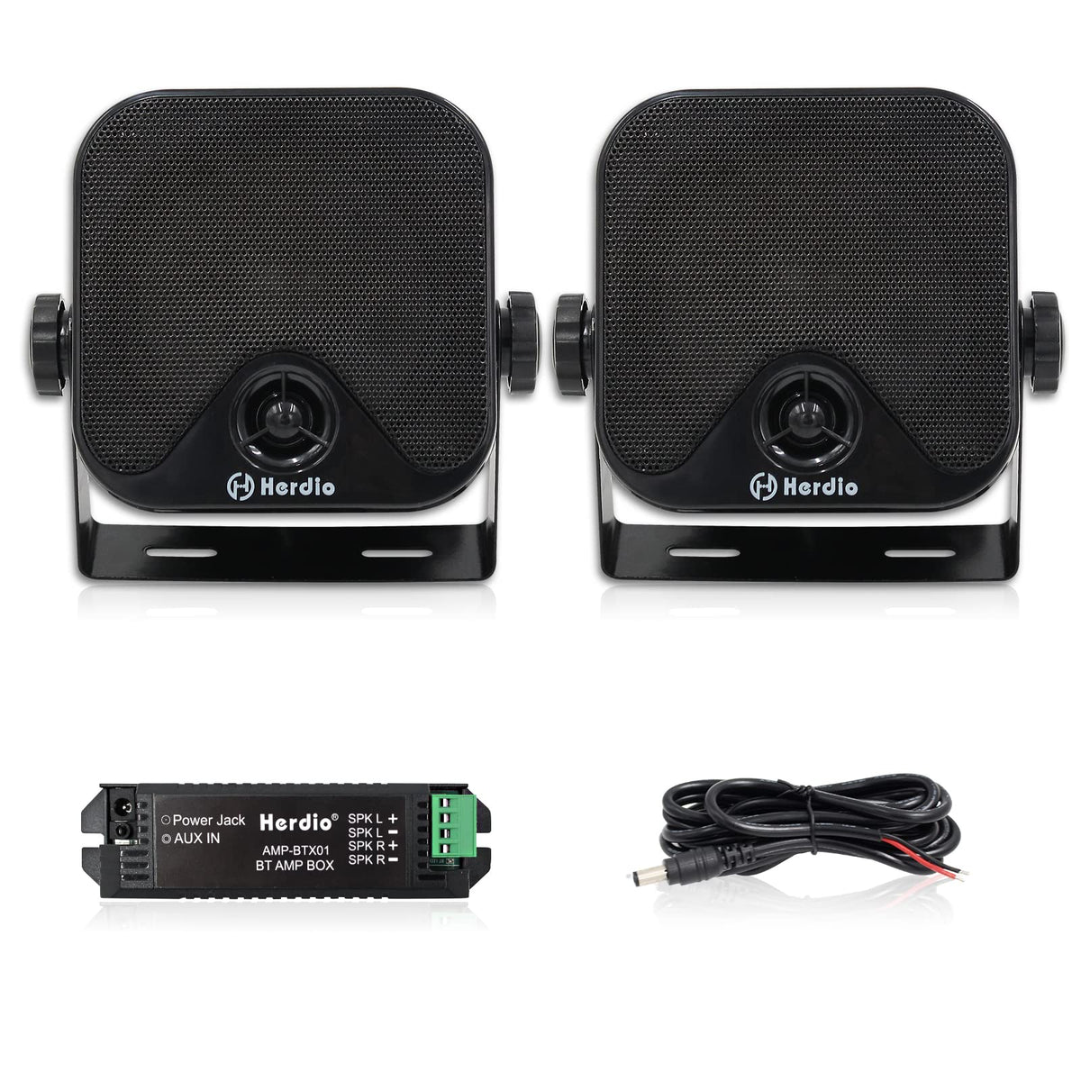 Herdio 4 Inches Heavy Duty Waterproof Boat Marine Bluetooth Speakers Surface Mounted For Camper Skid Steer Atv Utv Rzr Golf Cart
