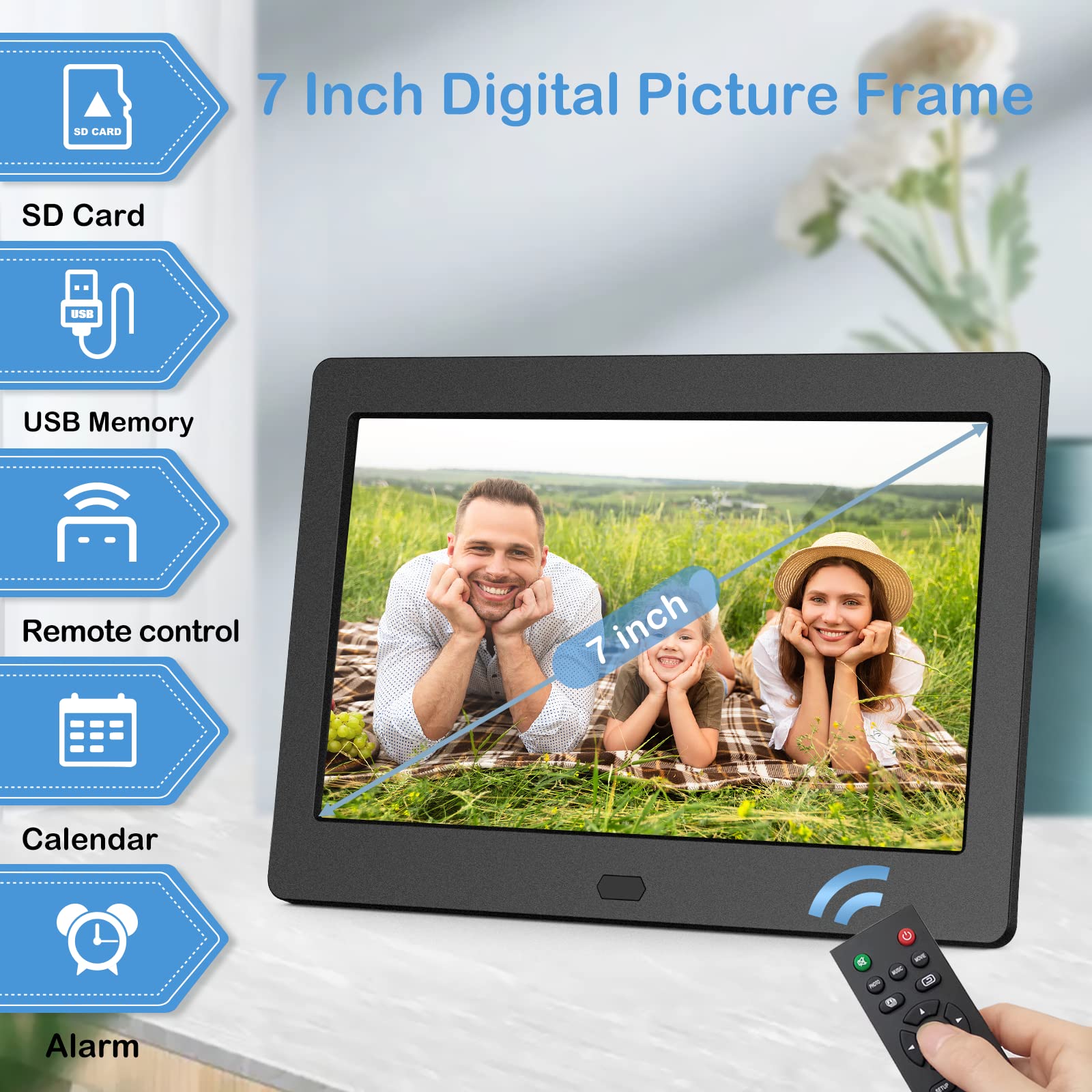 Atatat Digital Picture Frame With High Resolution 1280X800 16:9 Ips Screen/1080P 720P Video Player/Stereo/Mp3/Auto Rotate/Calend