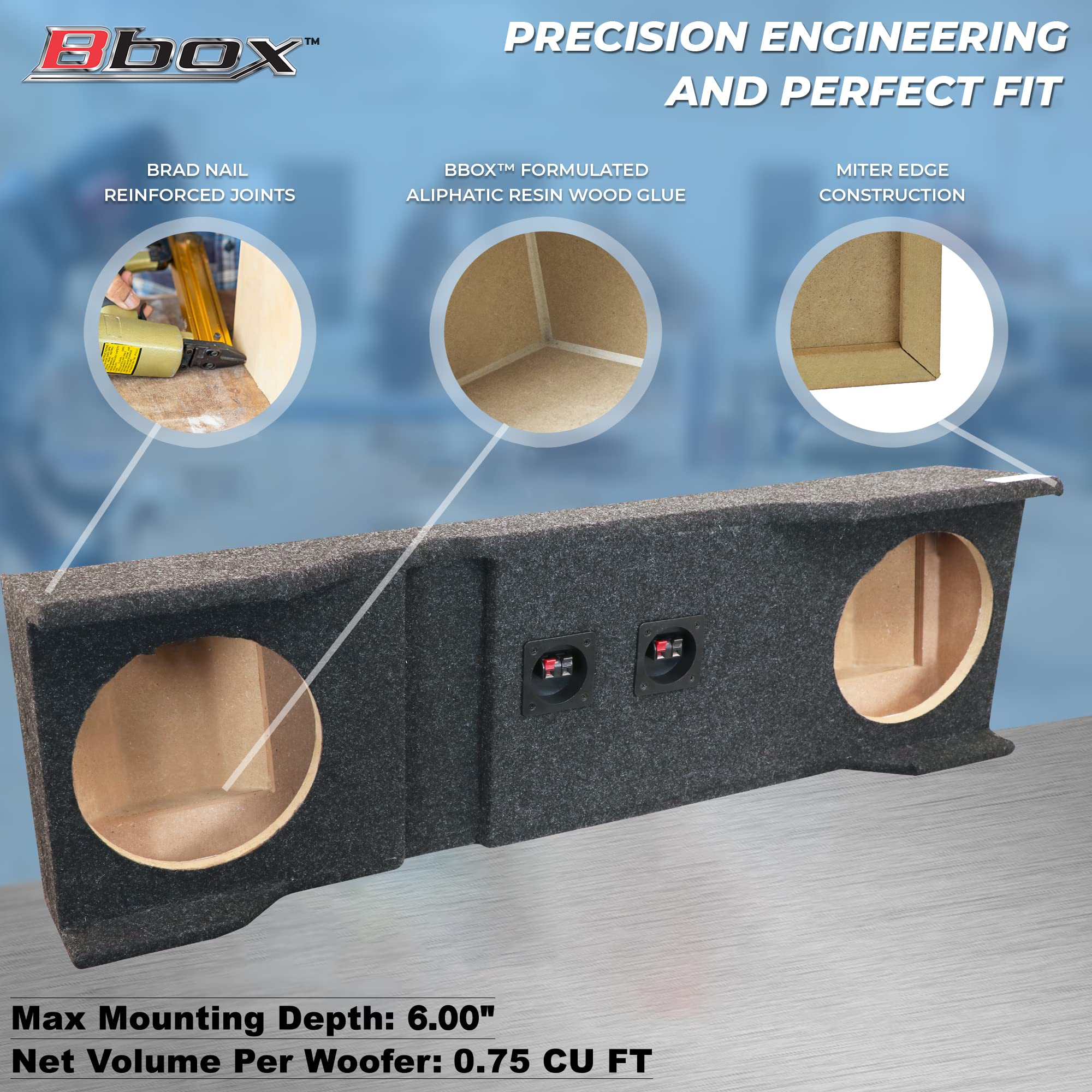 Atrend Bbox Dual 10 Inch Subwoofer Sealed Enclosure   Fits 1999 2006 Heavy Duty Chevrolet/Gmc Crew Cab   Car Subwoofer Boxes & Enclosures   Subwoofer Box Improves Audio Quality, Sound And Bass   Charcoal