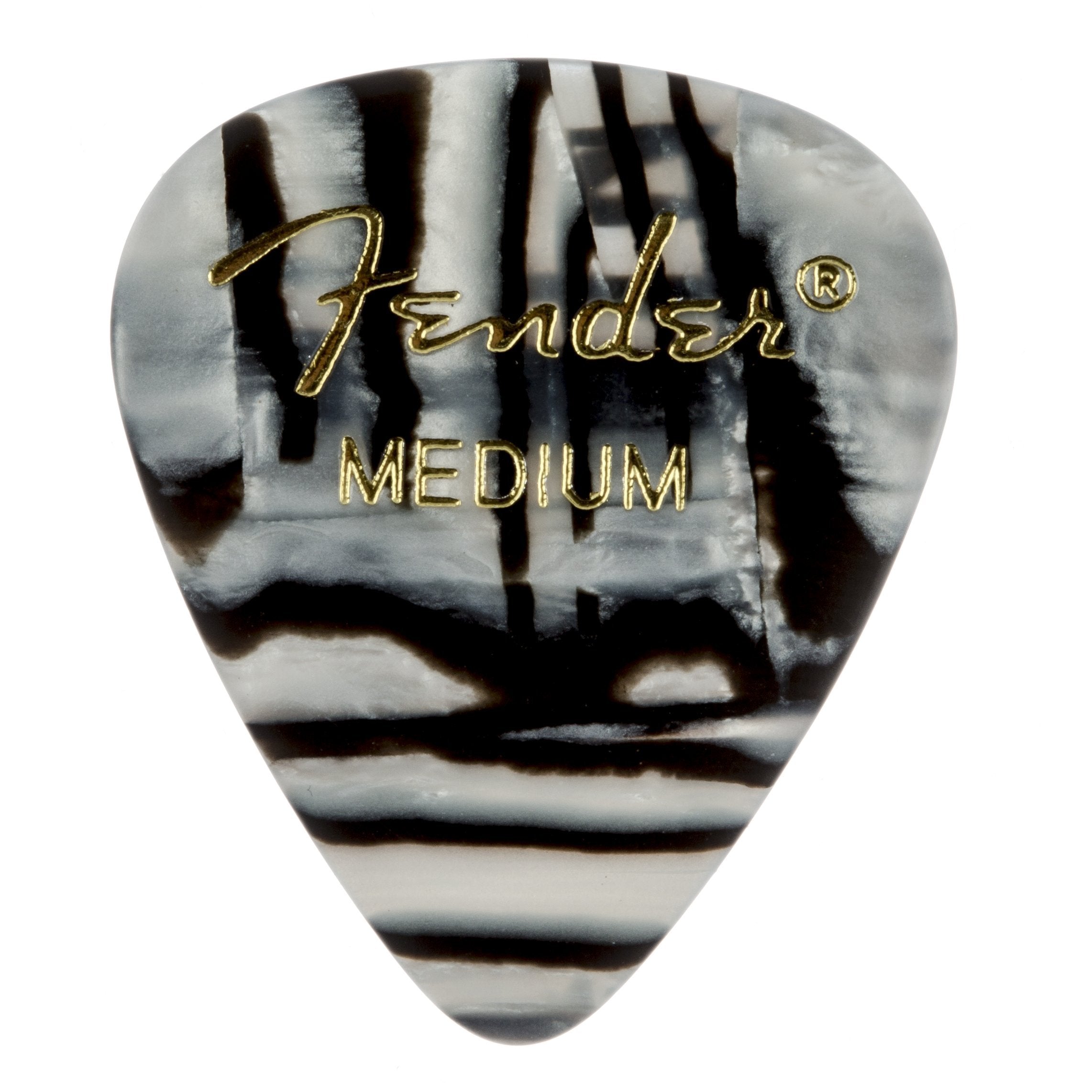 Fender Graphic Guitar Picks 351 Shape, Zebra, Medium, 12 Pack