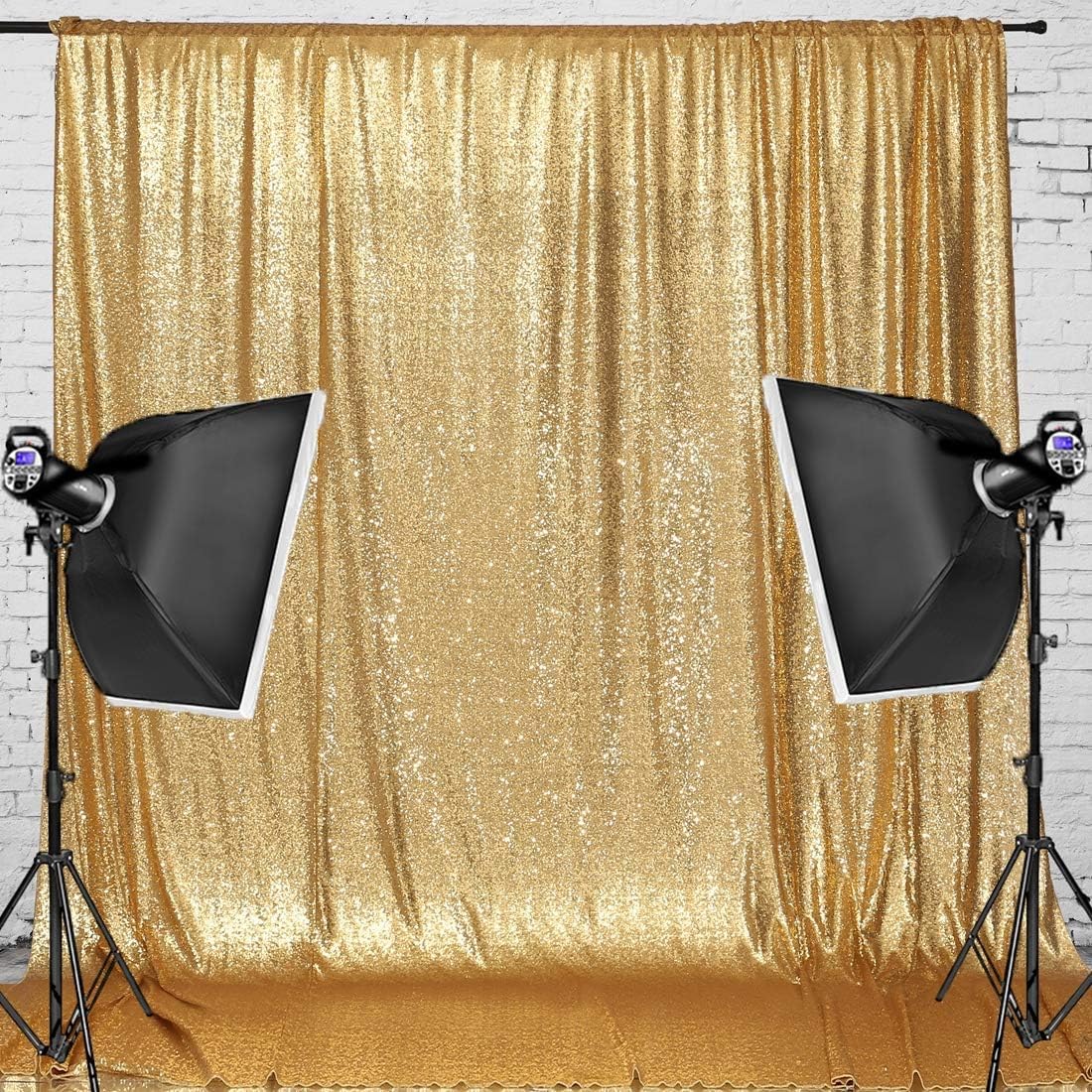 Juya Delight Sequin Backdrop Curtain, Non Transparent Glitter Photo Backdrop Curtain For Birthday Party Wedding Decoration (Gold
