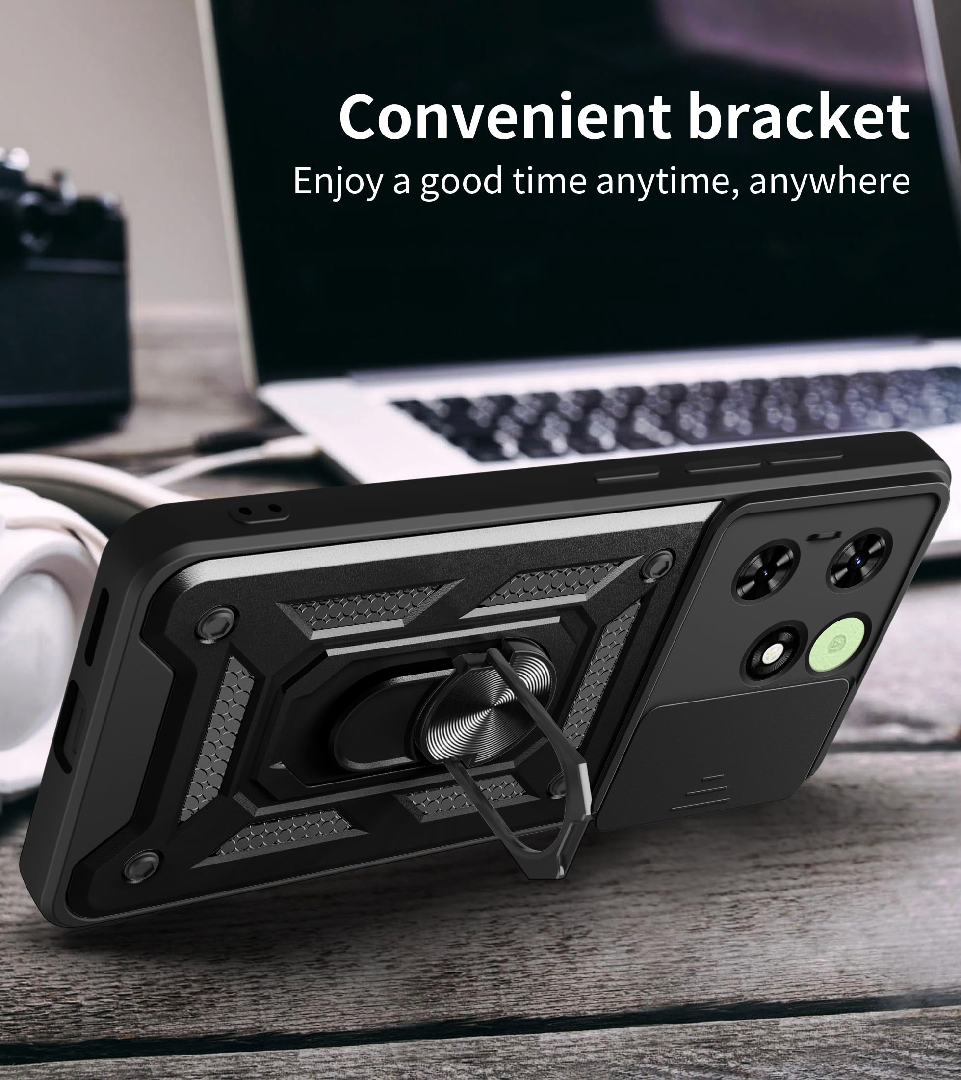 Kukoufey Compatible With Tecno Spark Go 2024 Case Cover,Compatible With Tecno Pop 8 Case Cover,With Slide Camera Lens Cover Comp