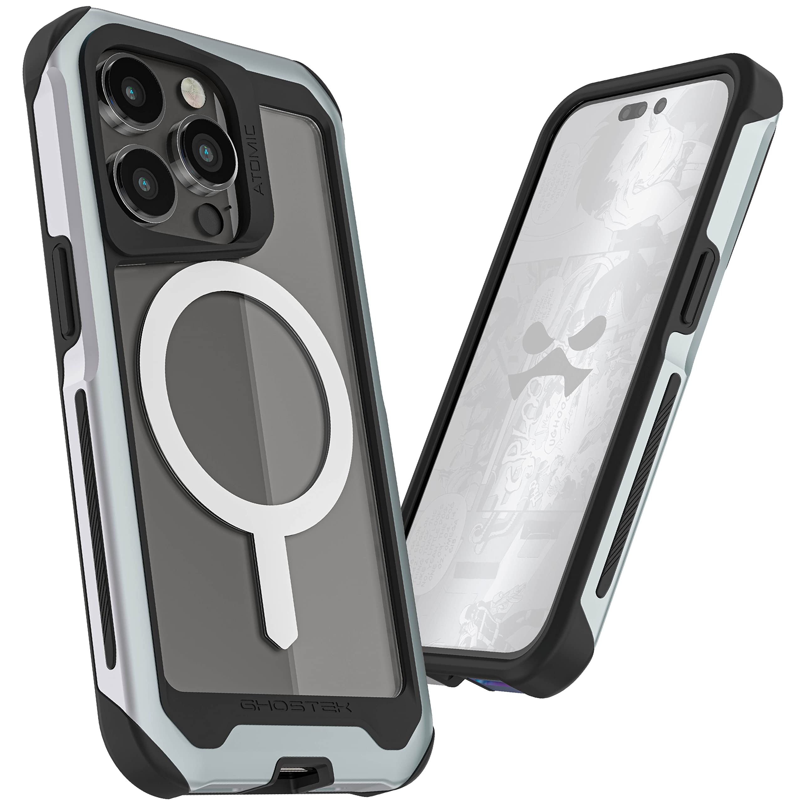 Ghostek Atomic Slim Iphone 14 Plus Magsafe Case With Clear Back And Aluminum Metal Bumper Wireless Charging Compatible Heavy Dut