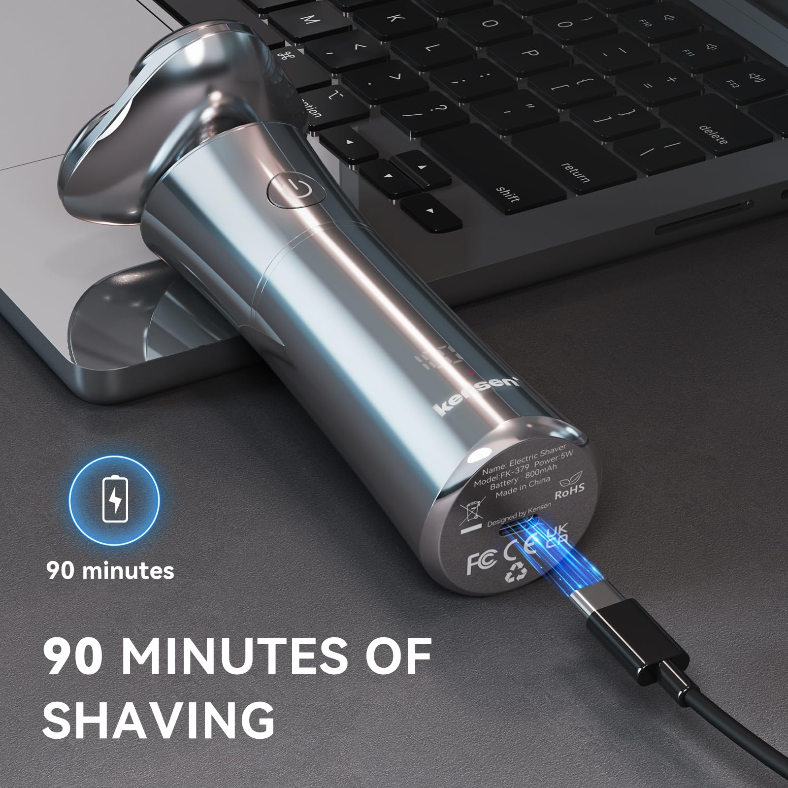 Electric Razor For Men, Rechargeable Men'S Rotary Shaver: Cordless, Waterproof, Wet & Dry, 3D Magnetic Floating Head, Led Displa