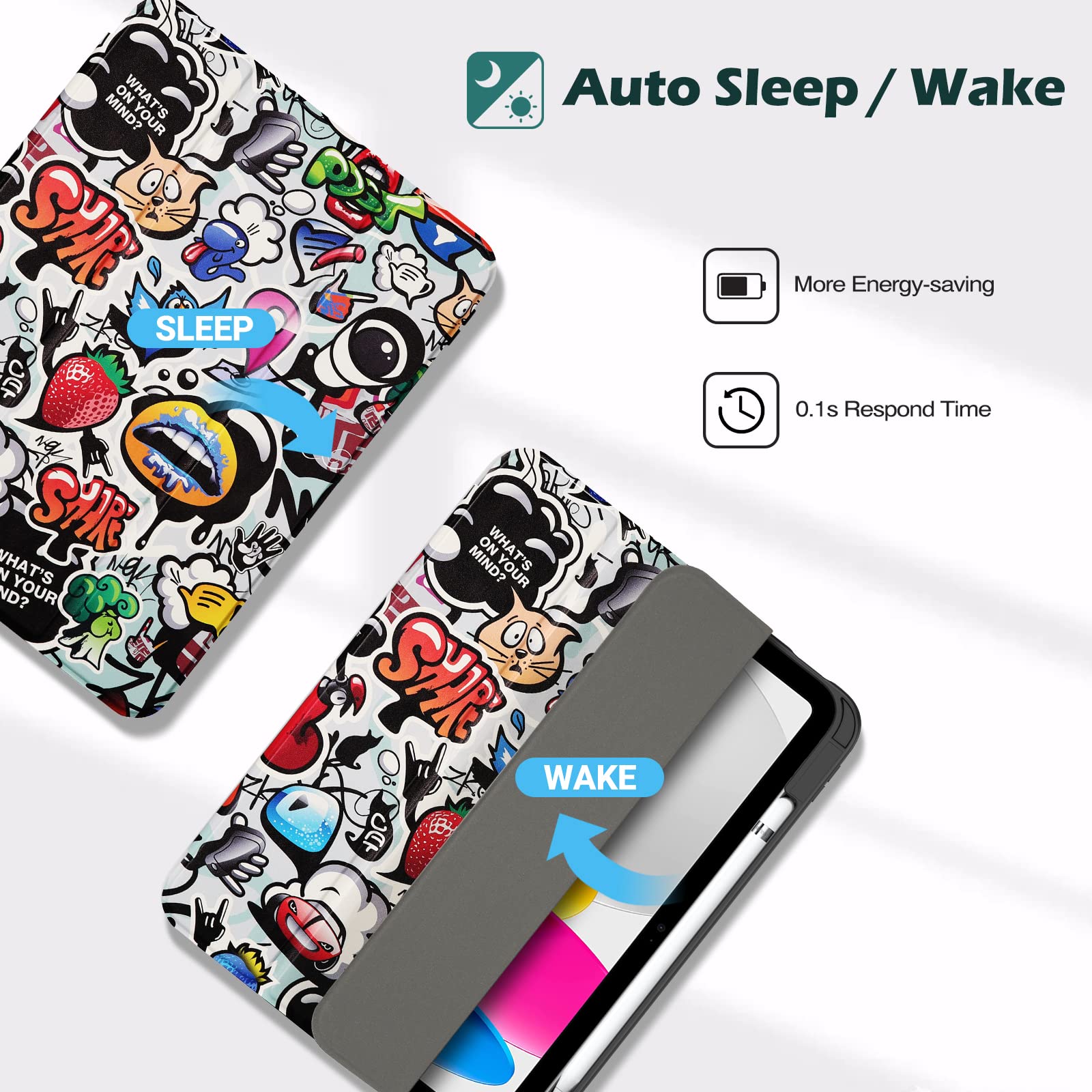 Procase Protective Case For Ipad 10Th Generation 10.9 Inch 2022 Release, Transparent Hard Back Cover, Built In Pencil Holder, Tpu Frame, Soft Microfiber Lining