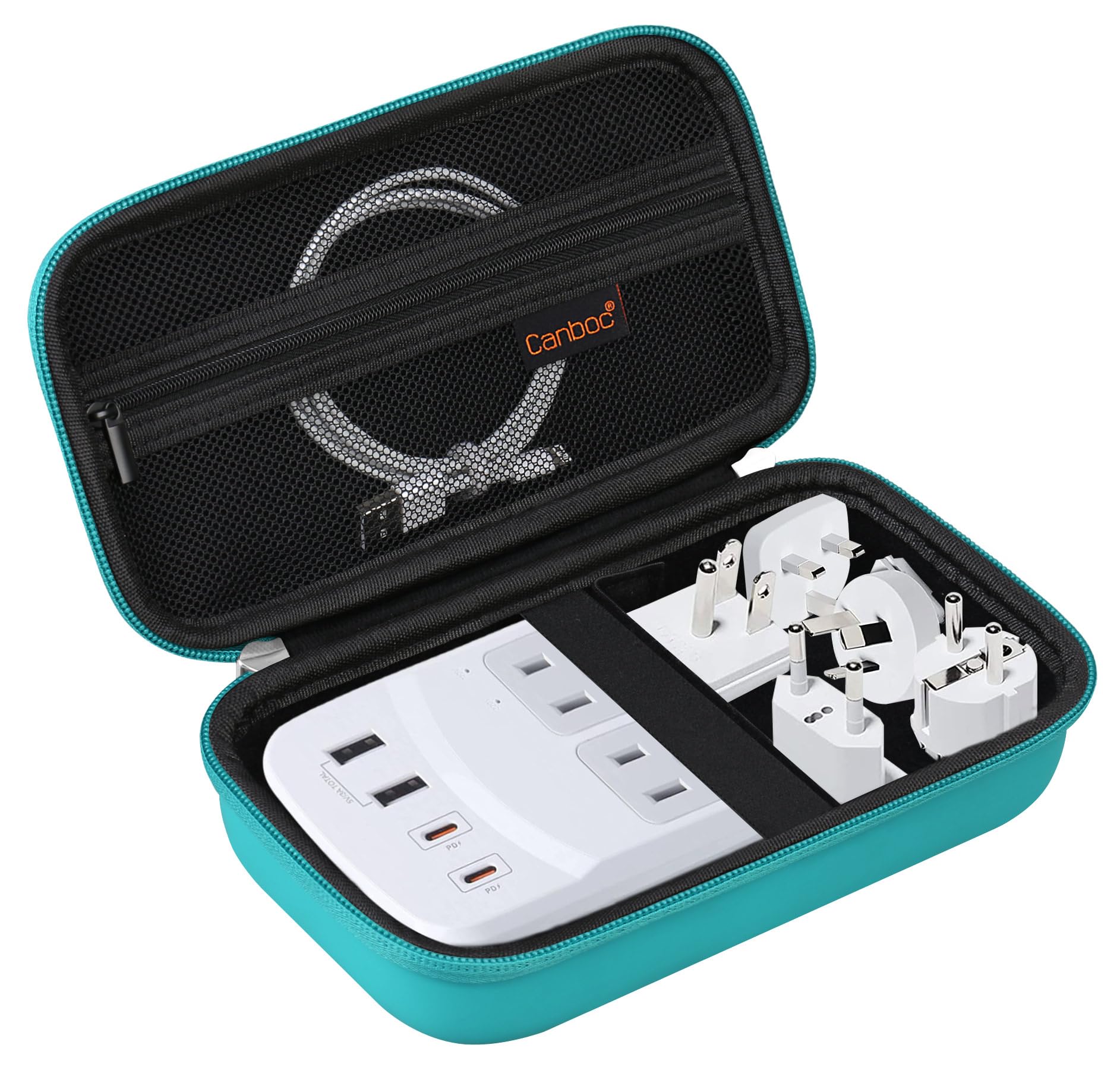 Canboc Travel Carrying Case For Ceptics Universal Travel Adapter Kit, World Travel Adapter Kit Storage Organizer, Zipper Mesh Ba