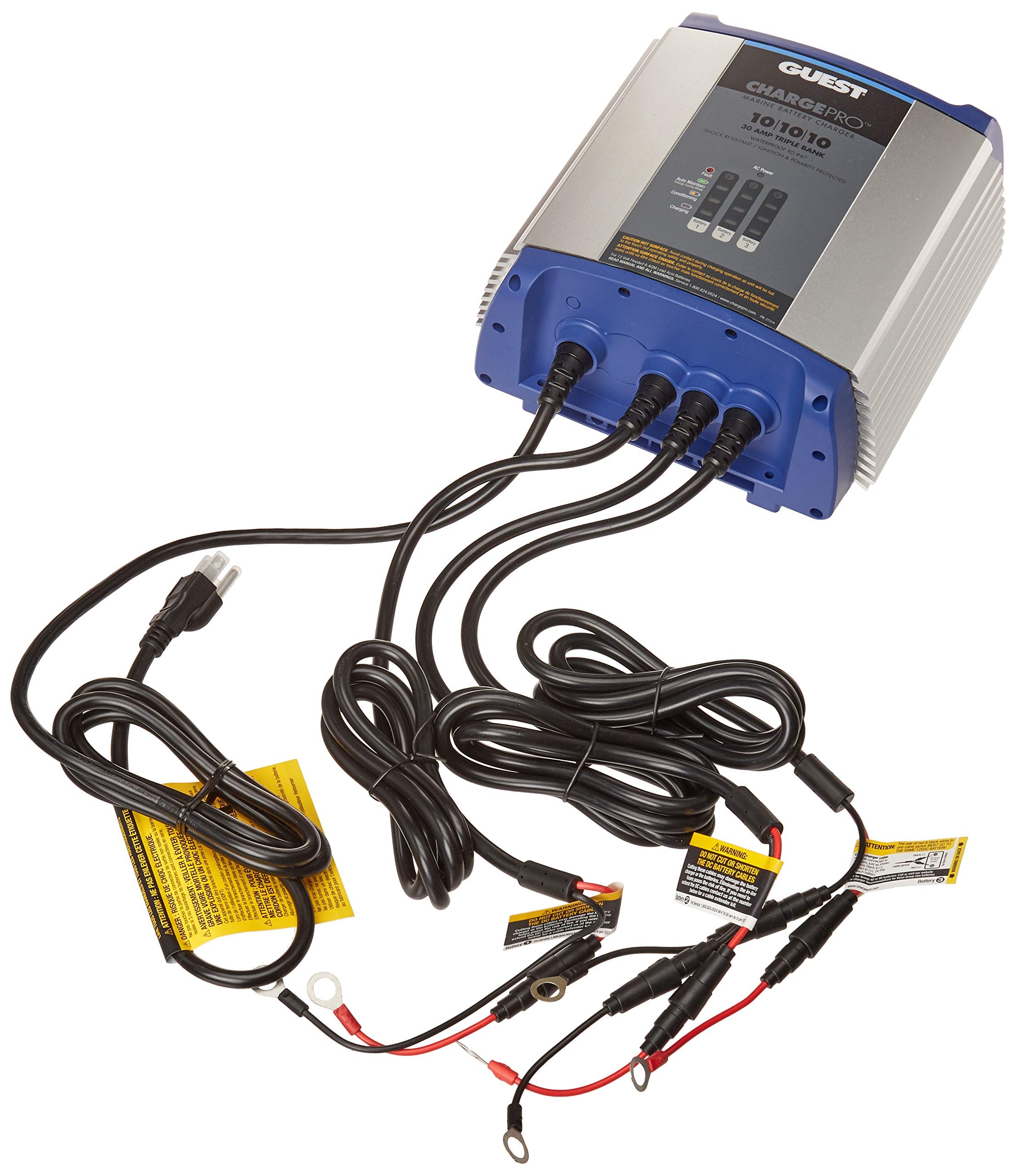 Guest 2731A Guest On-Board Battery Charger 30A / 12V; 3 Bank; 120V Input,WBAUVB07D1DZGHC