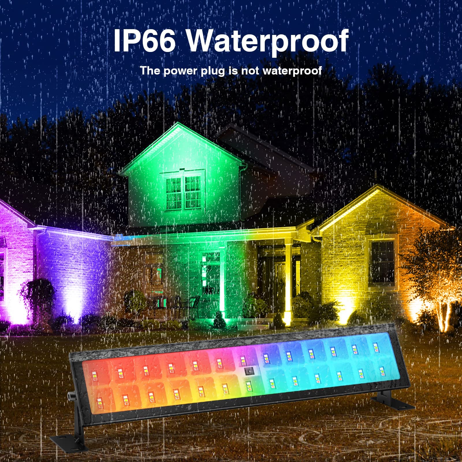 Onforu 48W LED Stage Light Bar - IP66 Waterproof RGB Uplighting, Black, Model CTB24RGB, 2 Pack for Events and Parties
