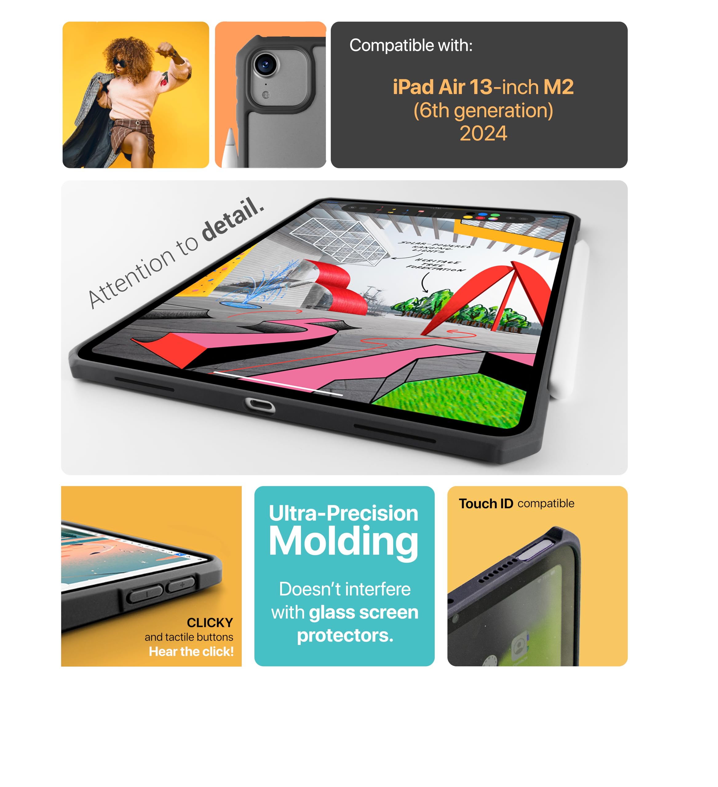 Tineeowl Ipad Air 13 Inch Case (2024) M2, Ultra Thin, Matte Clear Case, Flexible Tpu Absorbs Shock, Supports Apple Pencil Wirele