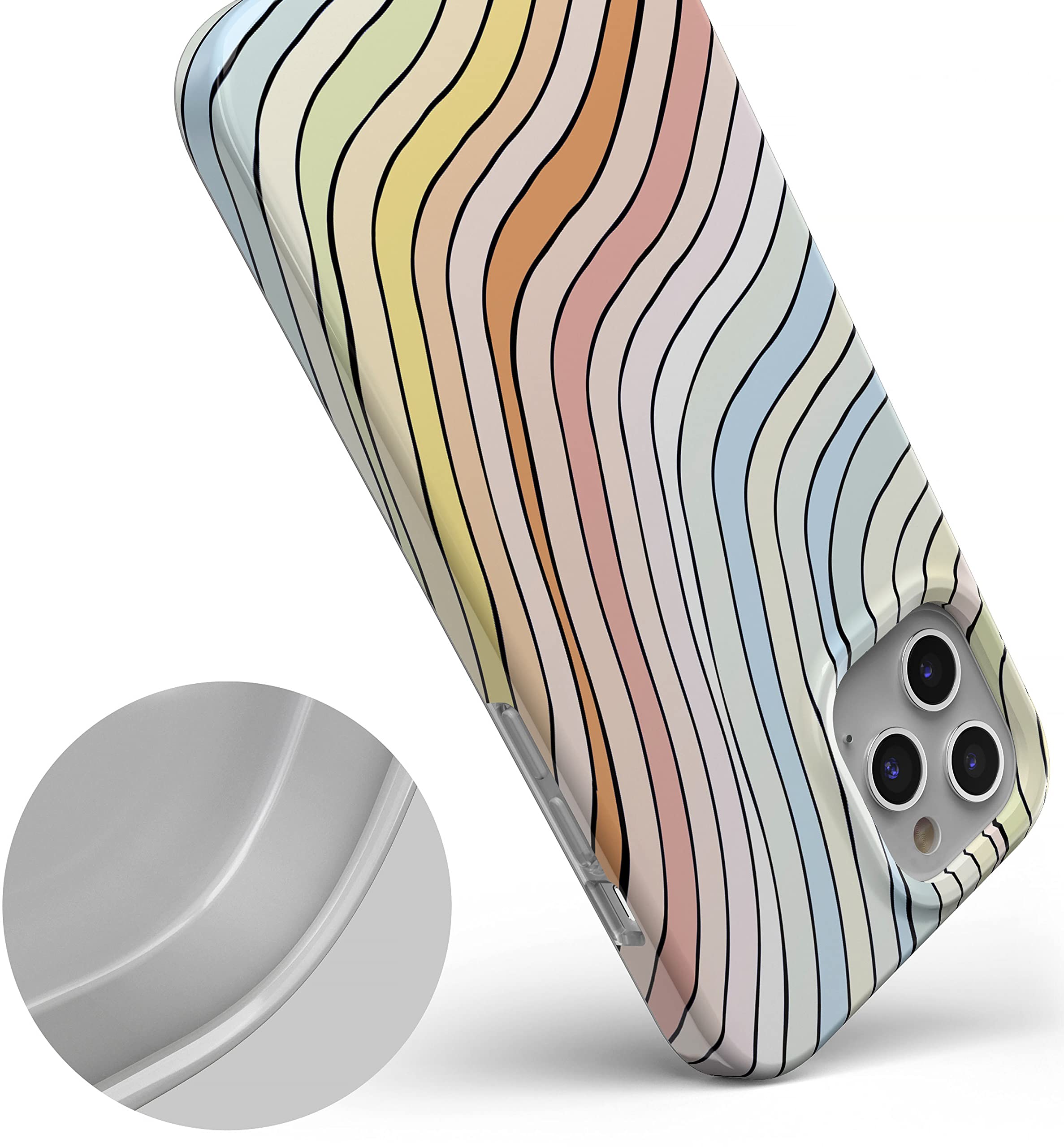 Casely Iphone 11 Pro Max Case | Ride The Wave | Pastel Rainbow Lined Case