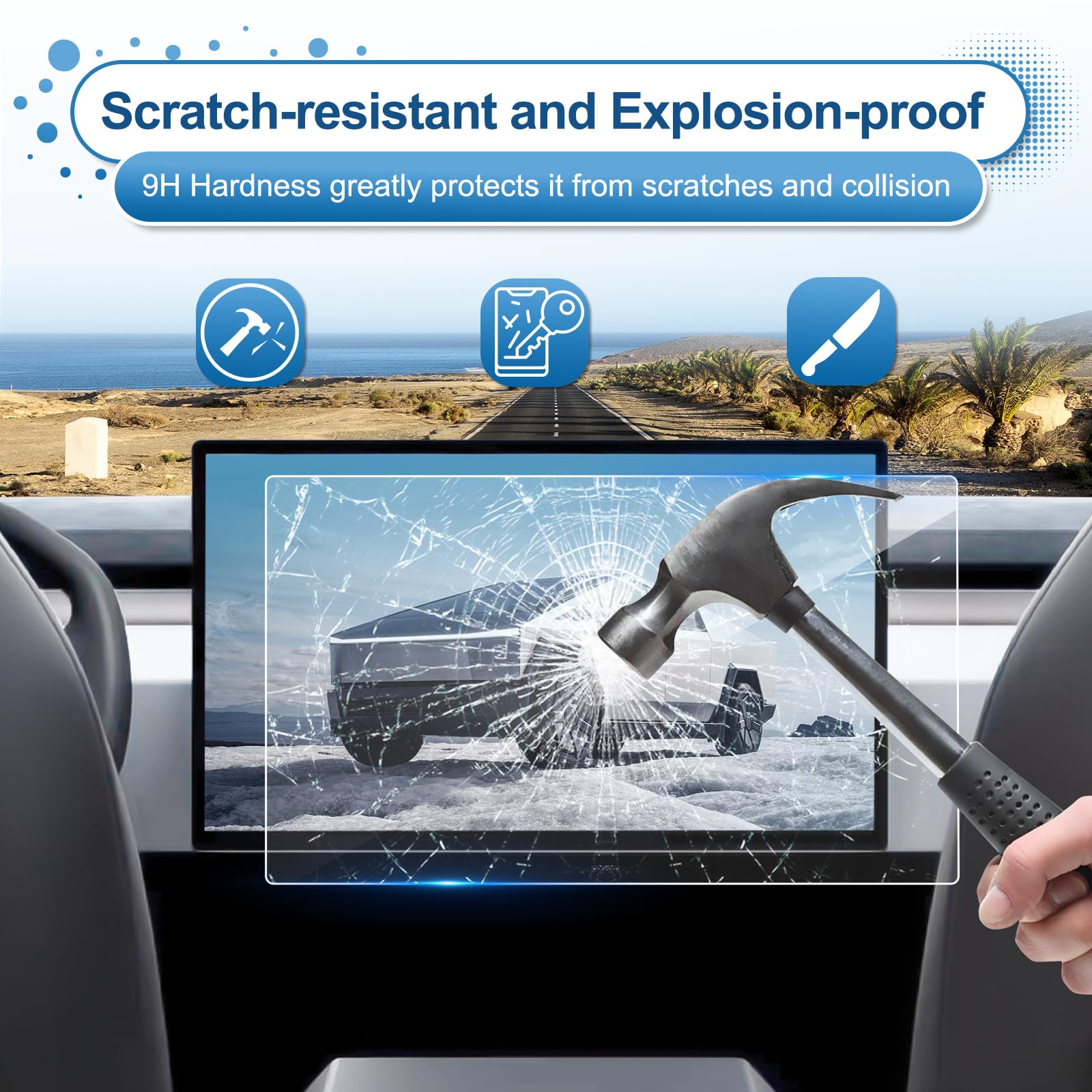 (2Pc) Coleya 2024 Cybertruck Screen Protector For Tesla Cybertruck (18.5In Touchscreen+9.4In Reardisplay), 9H Tempered Glass For