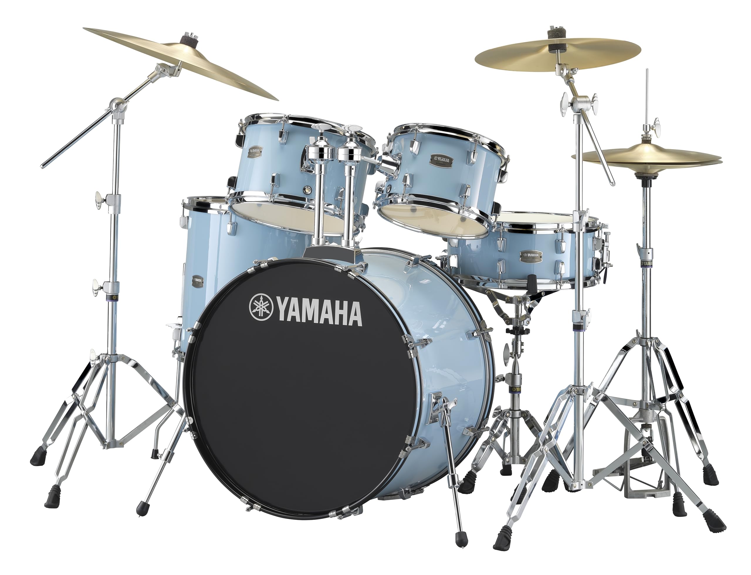 Yamaha Rydeen 5-Piece Drum Set With 22 Bass Drum, Floor Tom, 2 Toms With Ball Clamp And Wood Snare Drum, Gloss Pale Blue