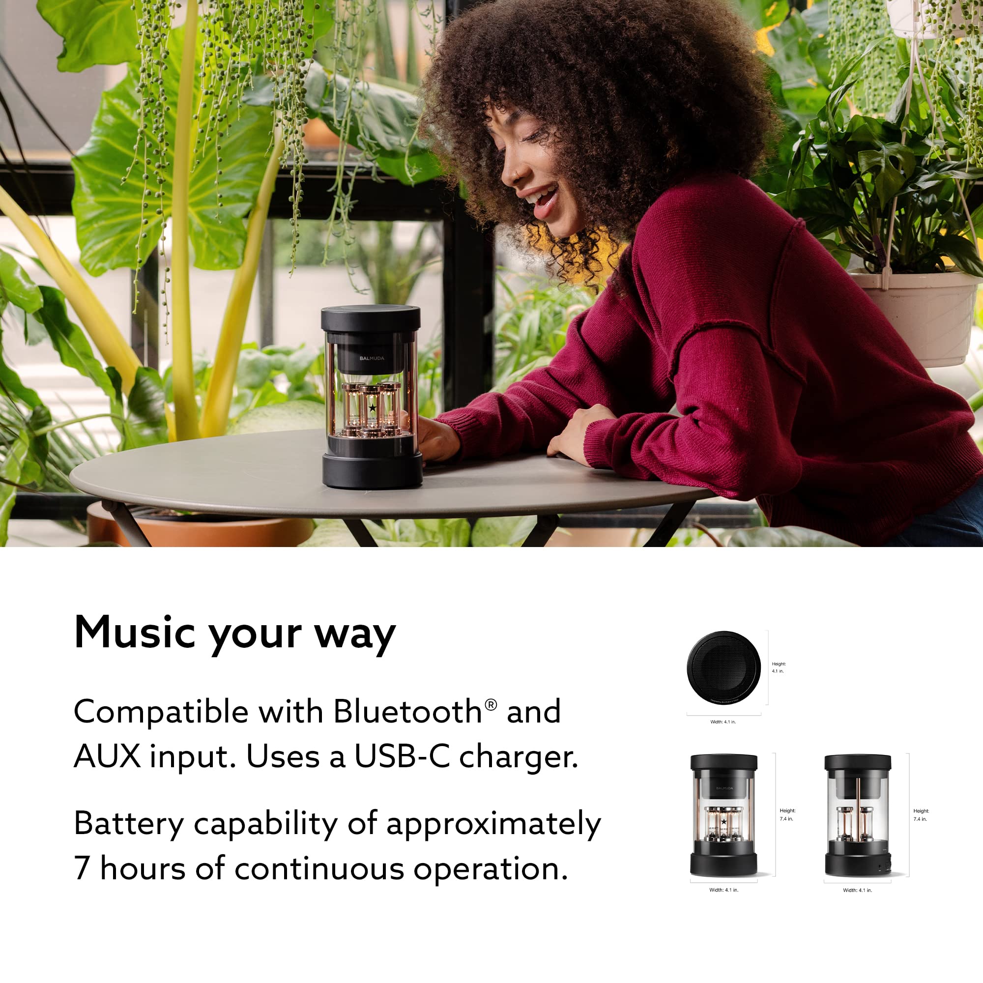 Balmuda The Speaker | Portable Bluetooth Speaker | 3D Crystal Sound & Led Light Show | Rechargeable | Usb C | 3 Light Modes: Candle, Ambient, & Beat | 7 Hour Playtime For Live Concert Feel At Home